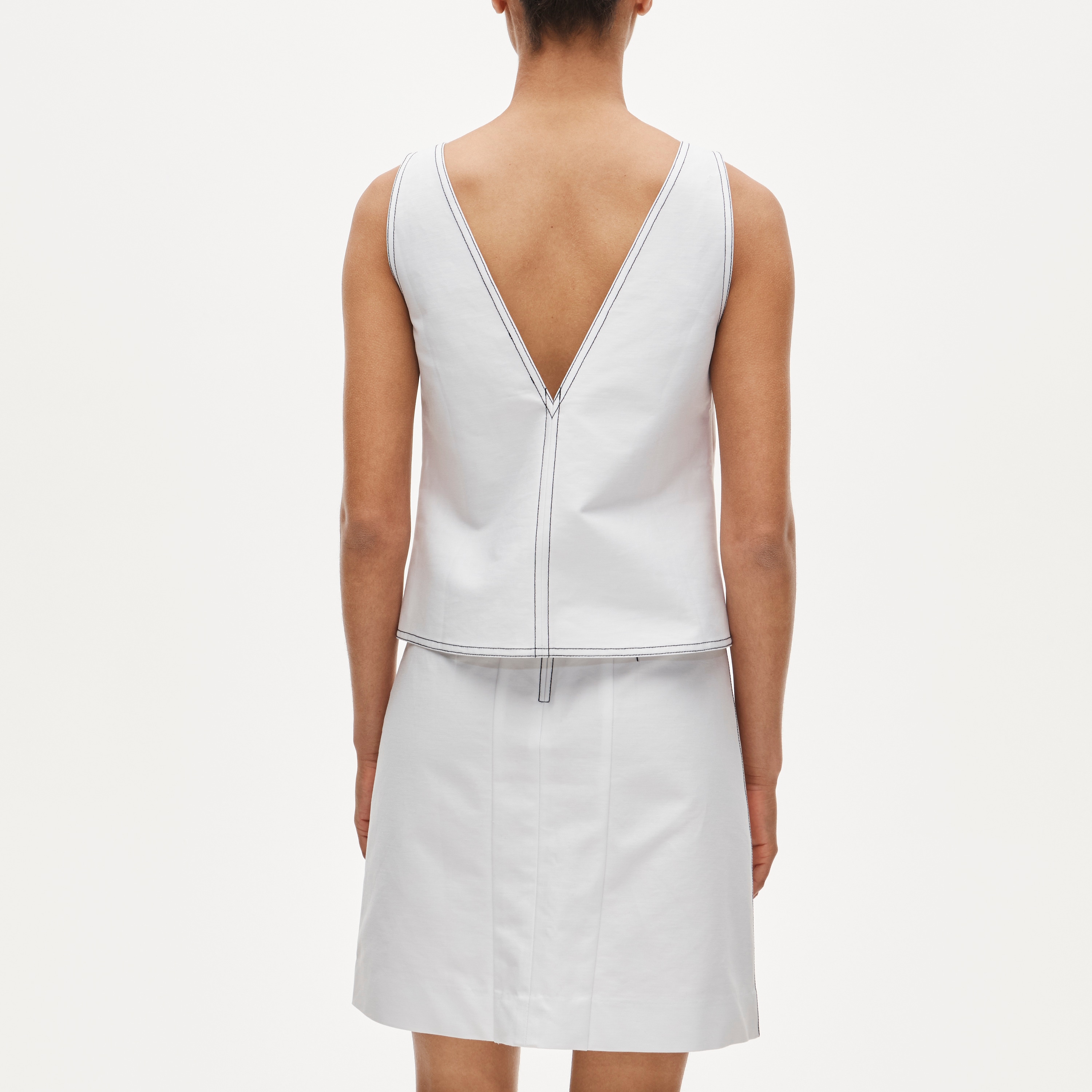 Contrast-stitch shell top in double cotton poplin - image 5