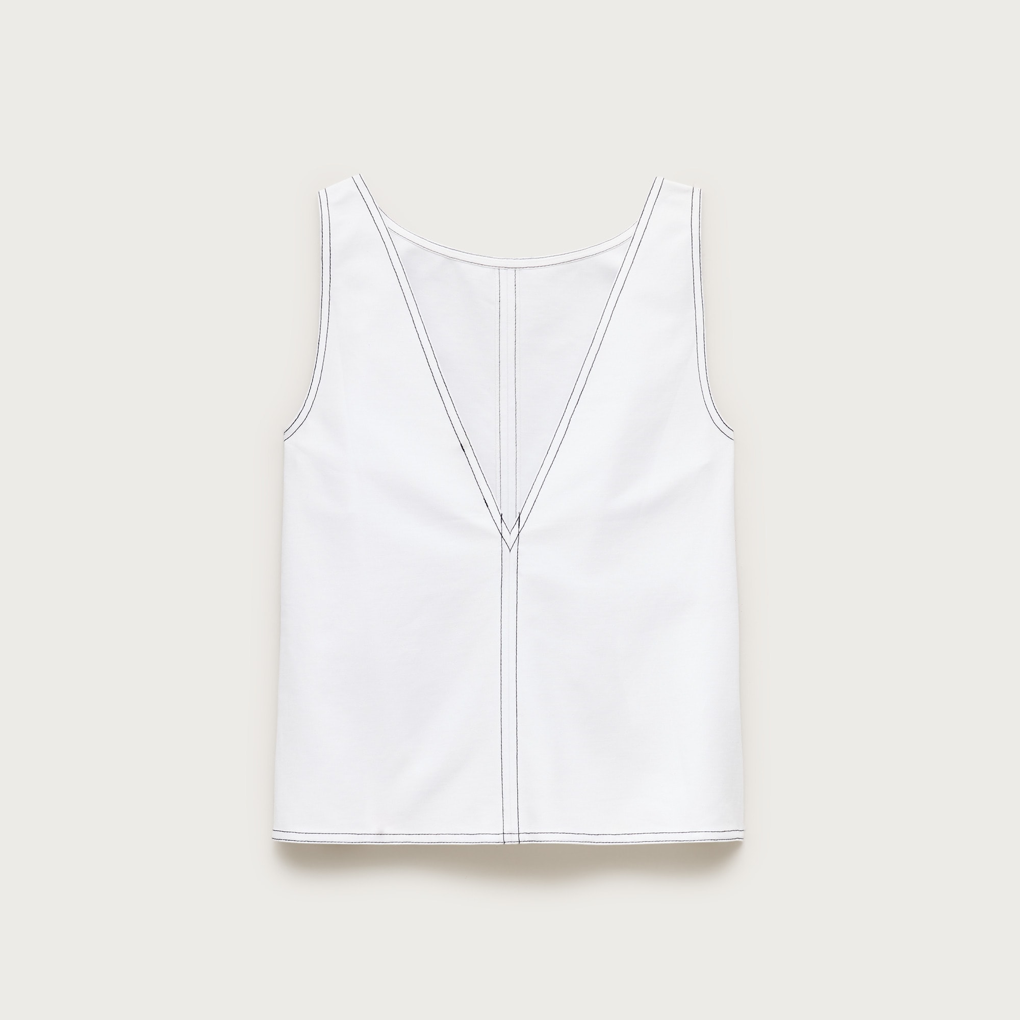 Contrast-stitch shell top in double cotton poplin