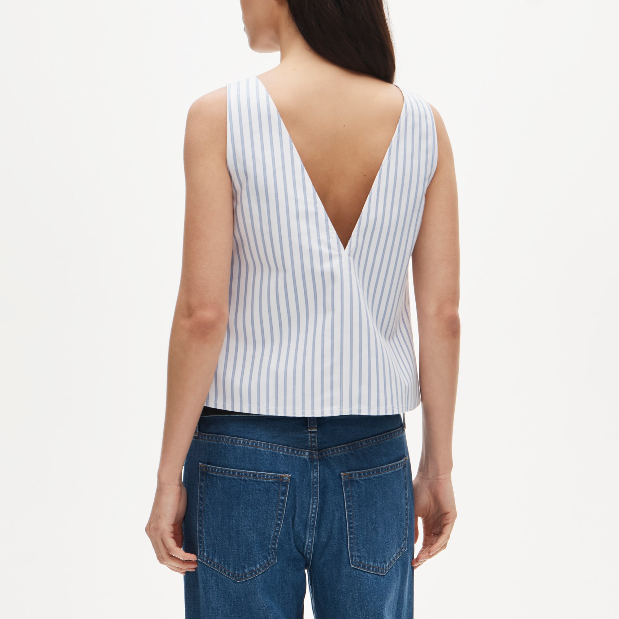 Shell top in striped double cotton poplin