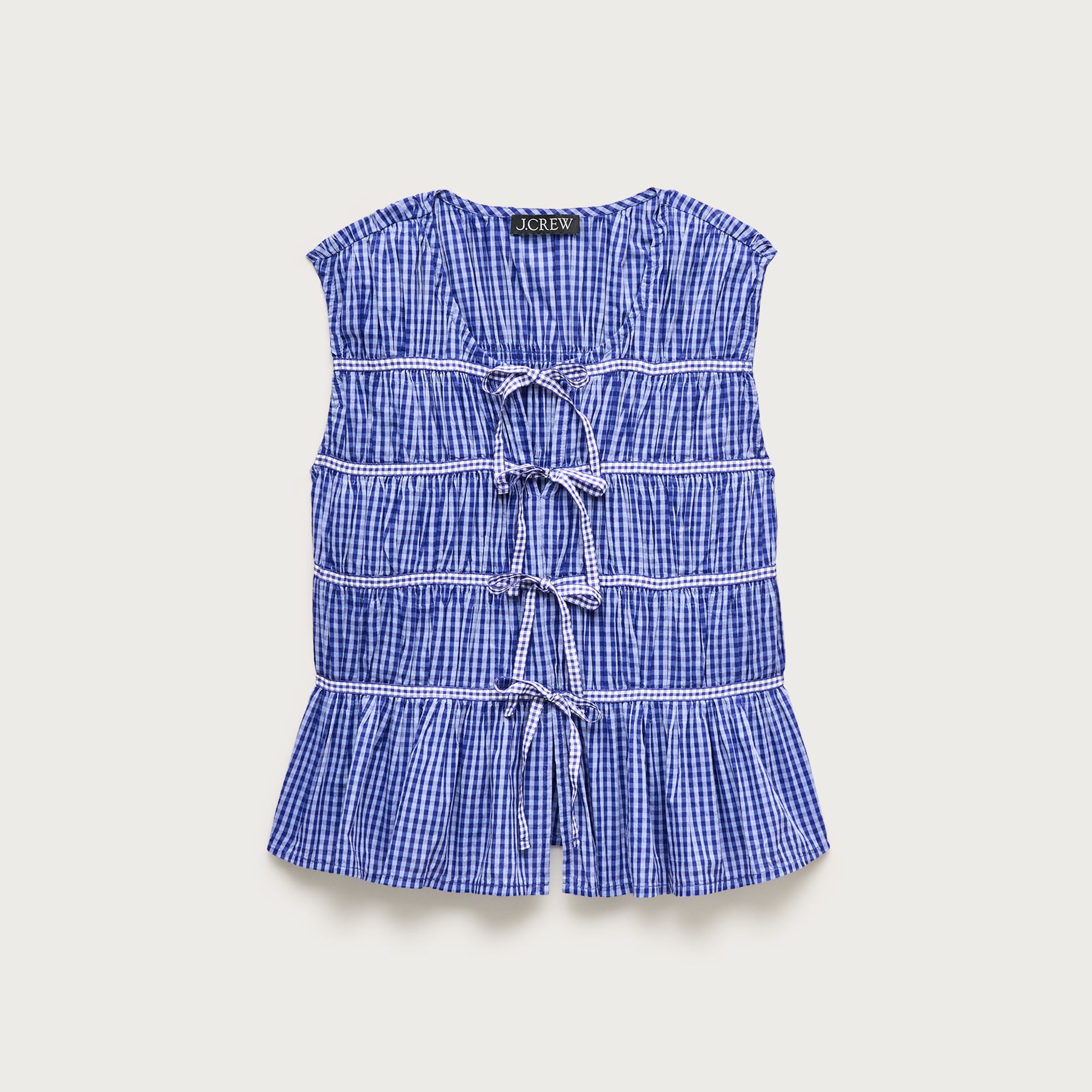Tie-front Top In Gingham For Women | J.Crew