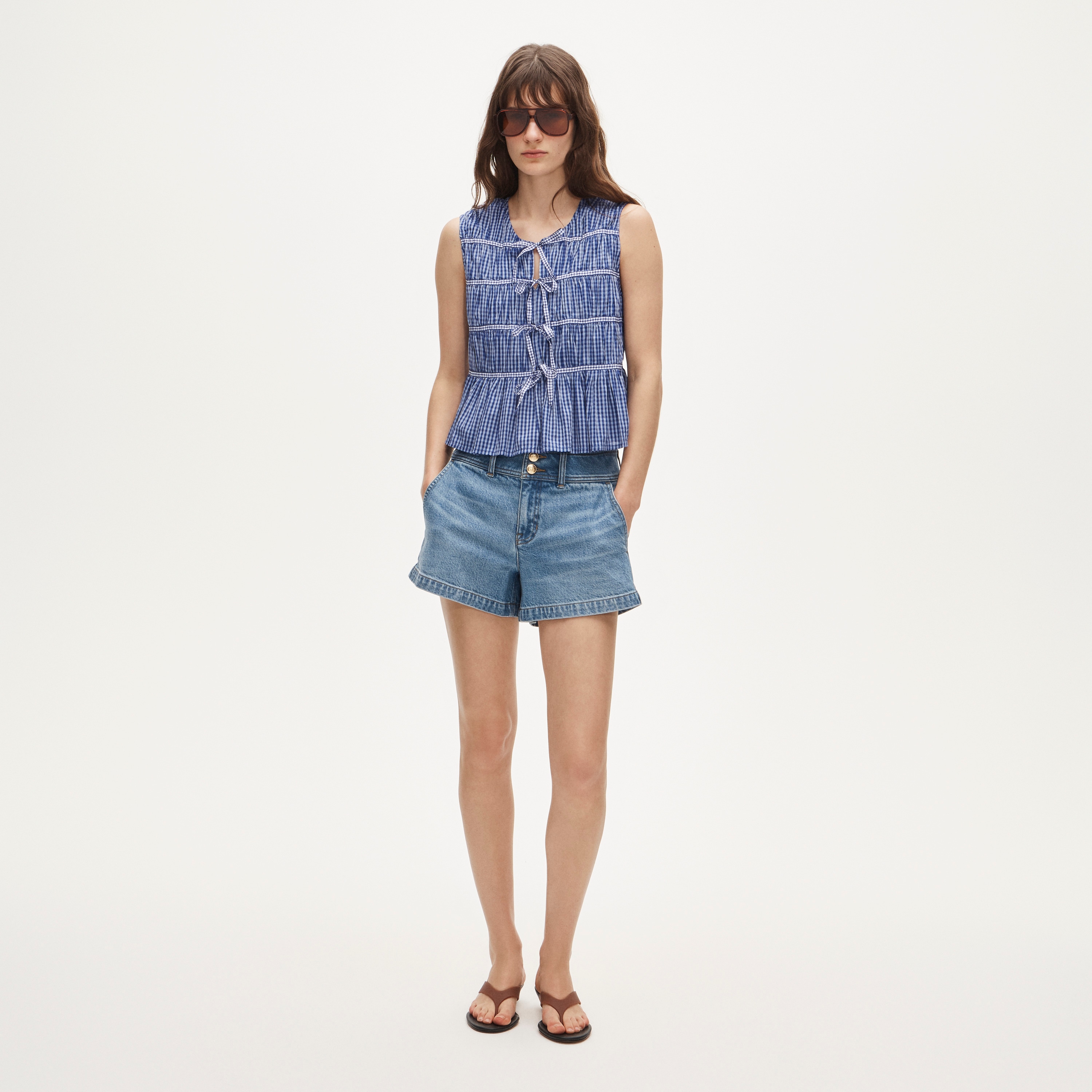 Tie-front Top In Gingham For Women | J.Crew
