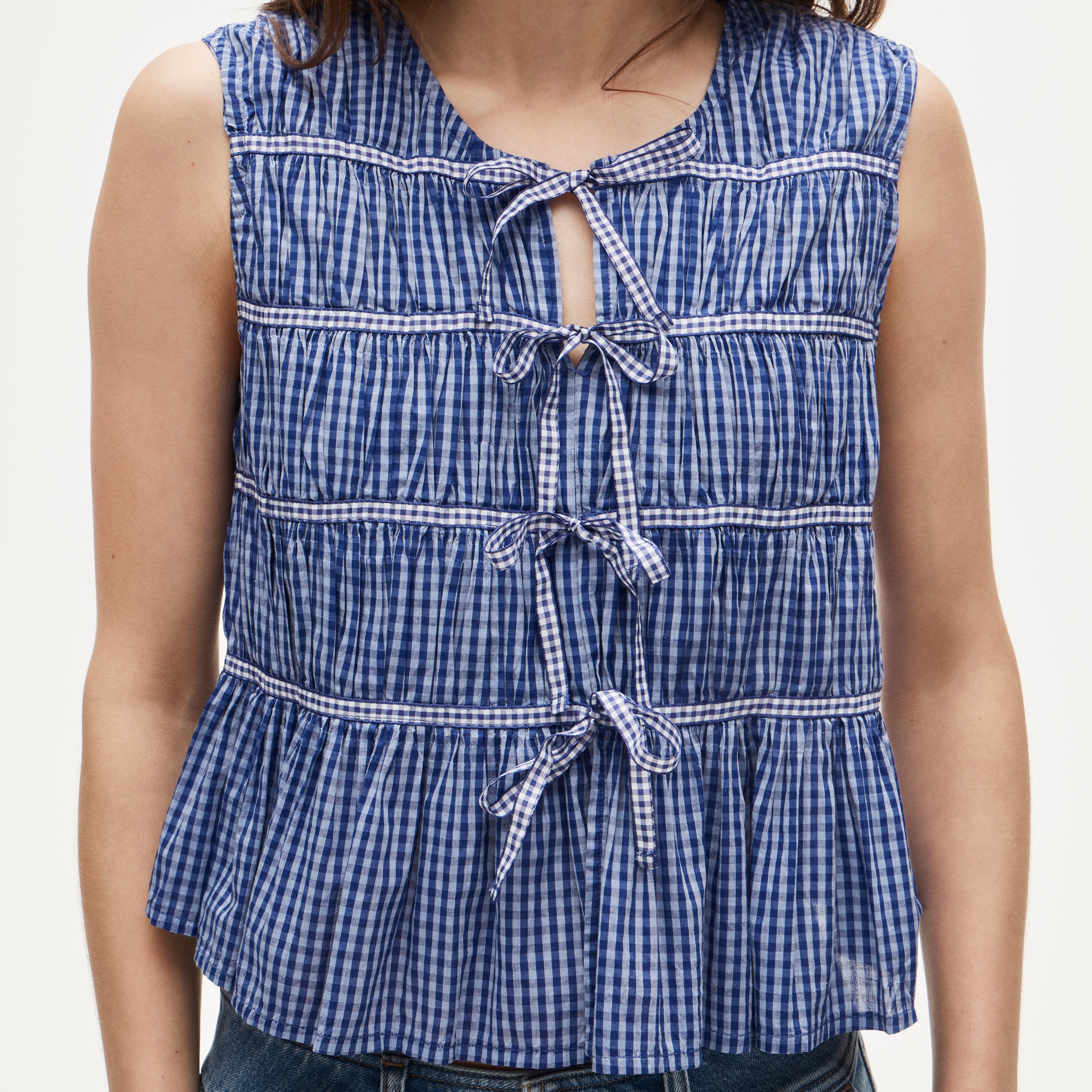 Tie-front Top In Gingham For Women | J.Crew