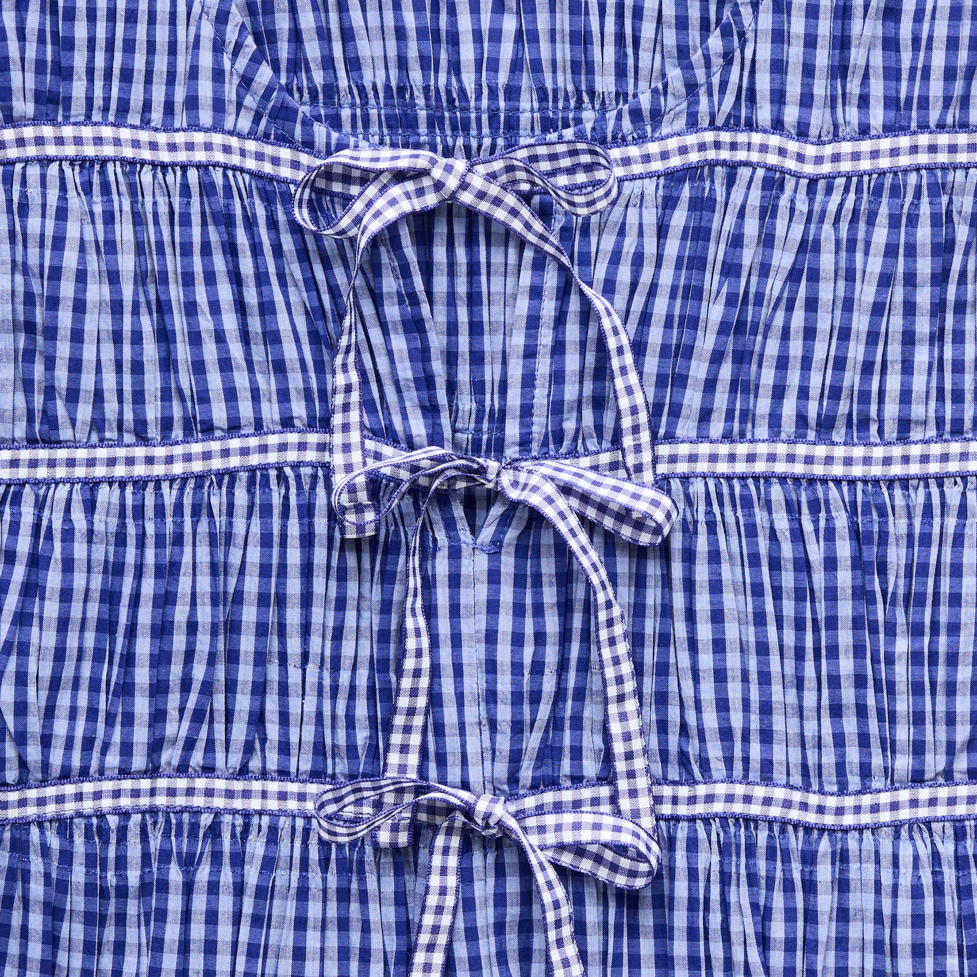 Tie-front top in gingham
