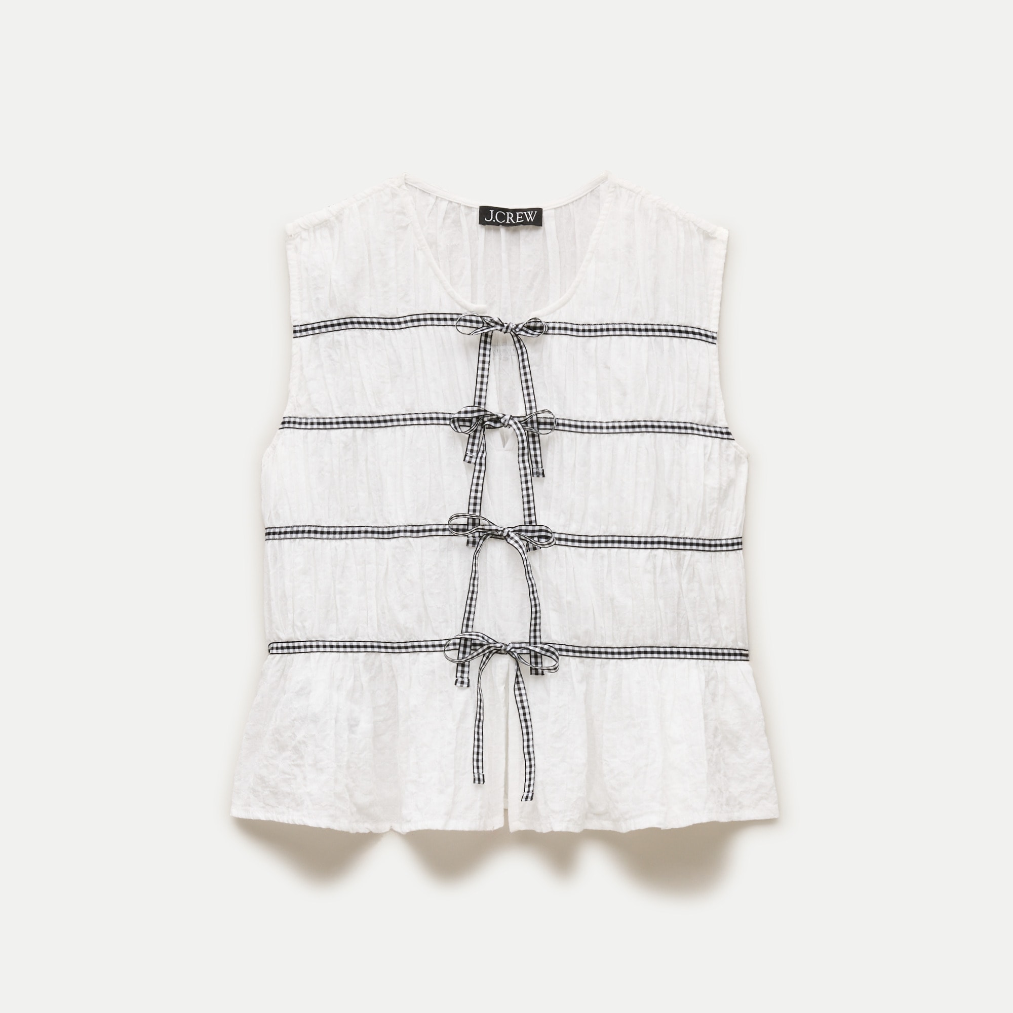 Tie-front top with gingham details