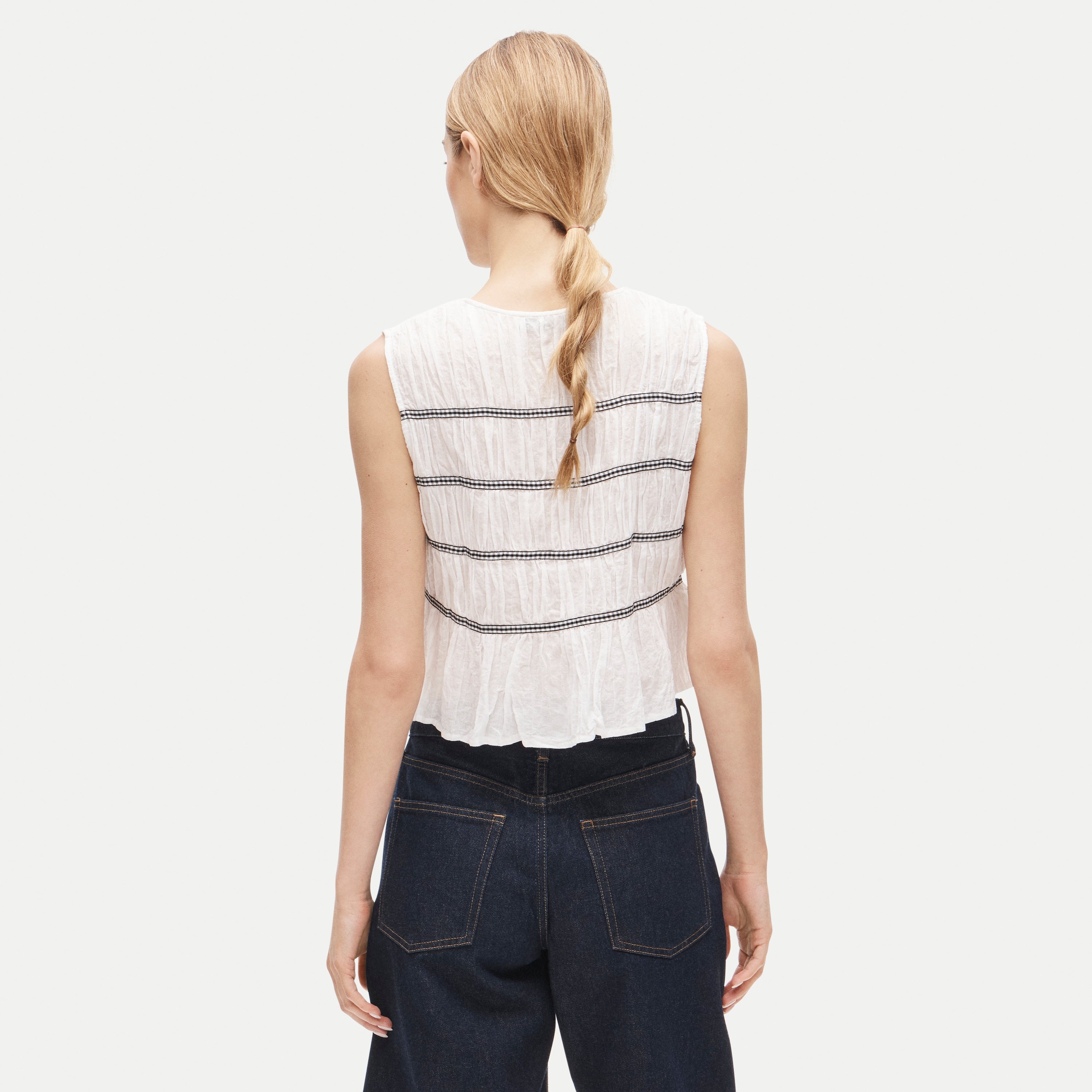 Tie-front top with gingham details