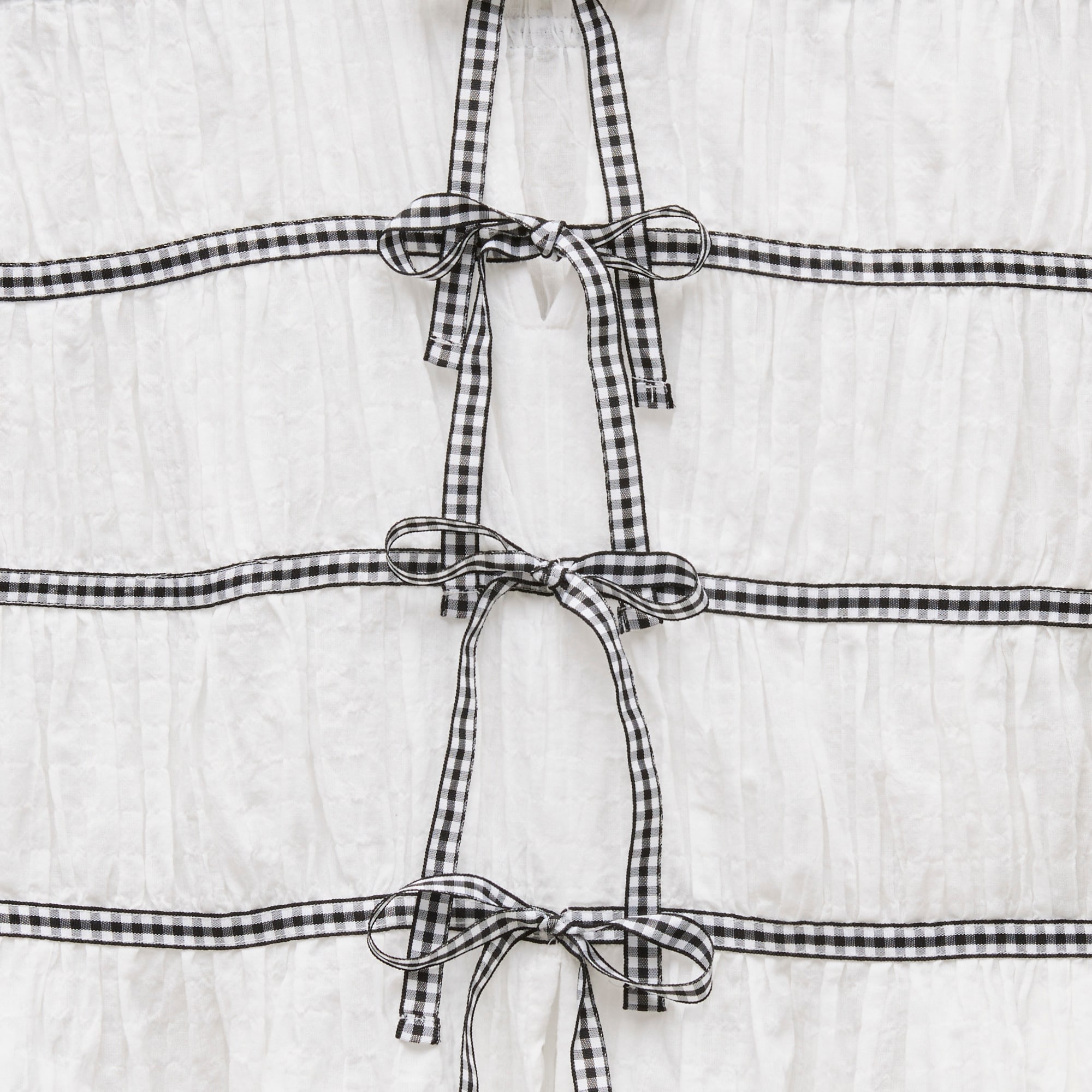 Tie-front top with gingham details