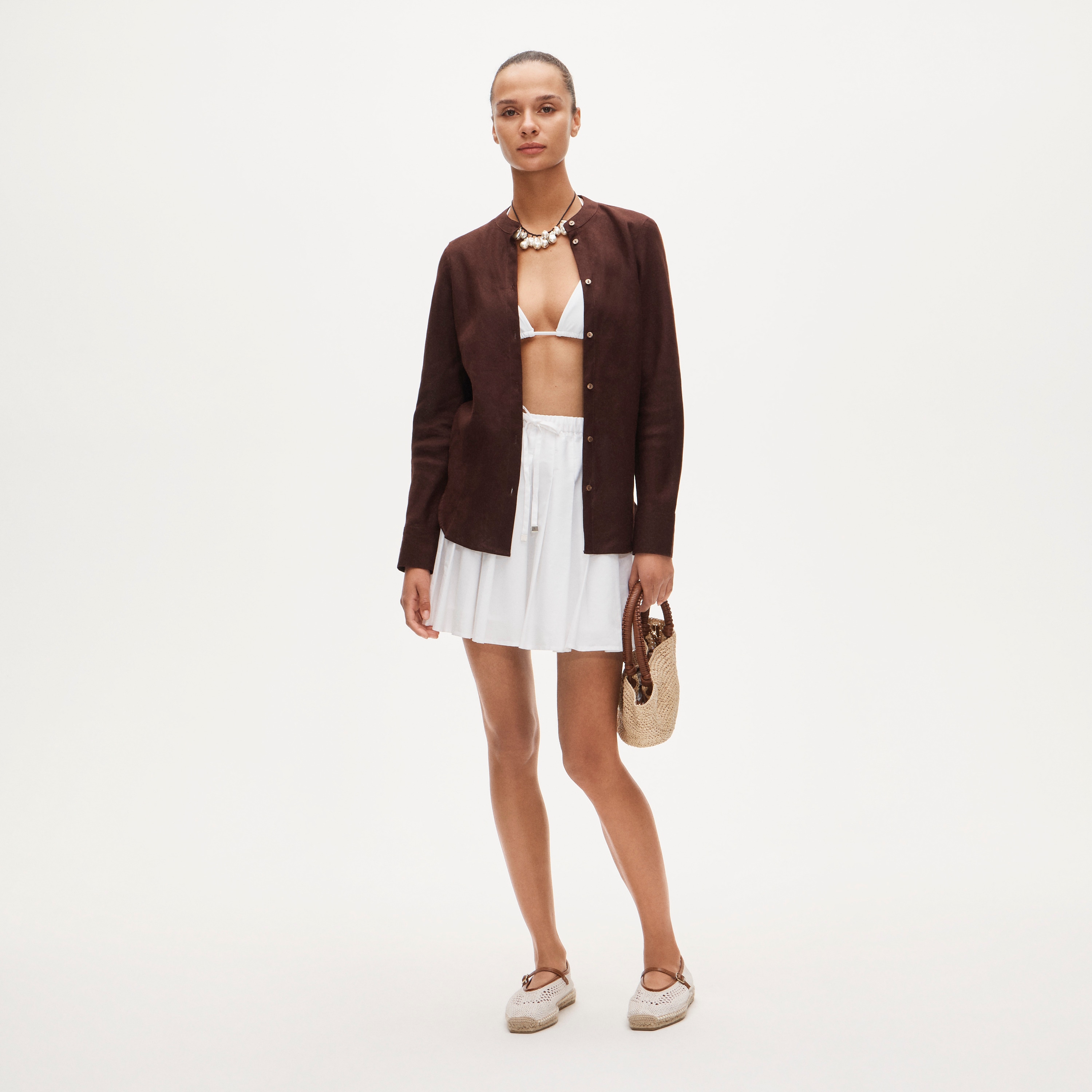 Bias-cut linen shirt