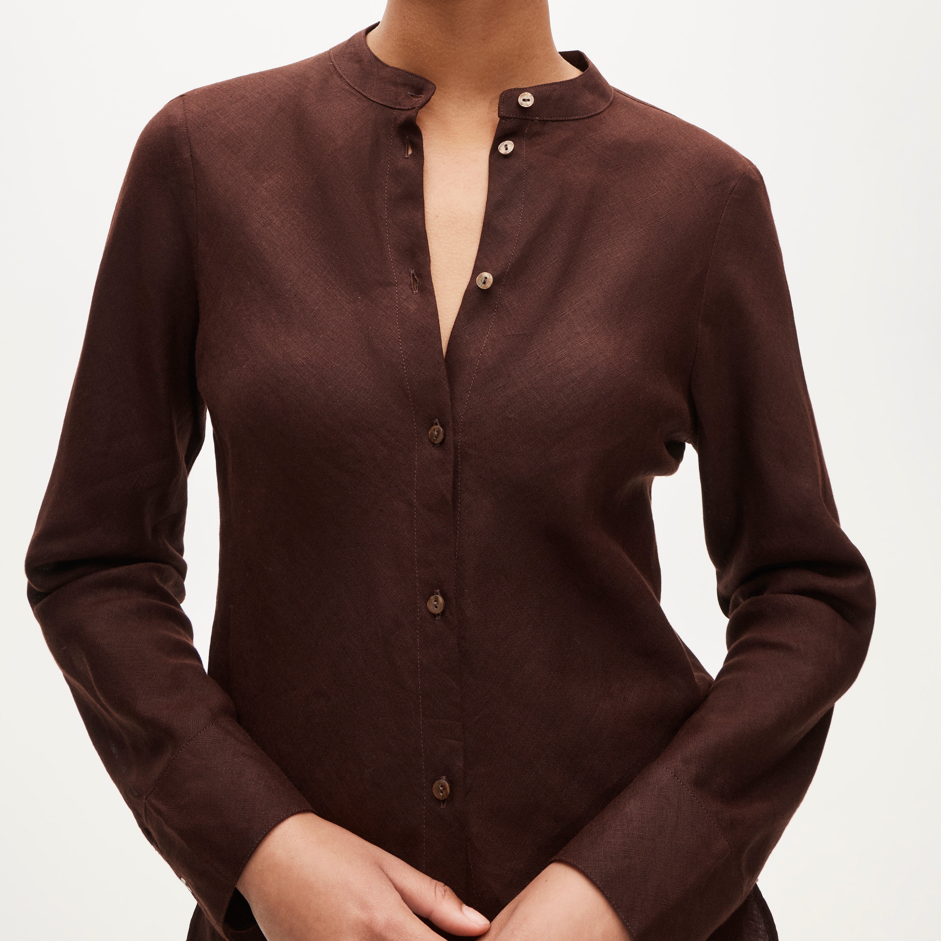 Bias-cut linen shirt