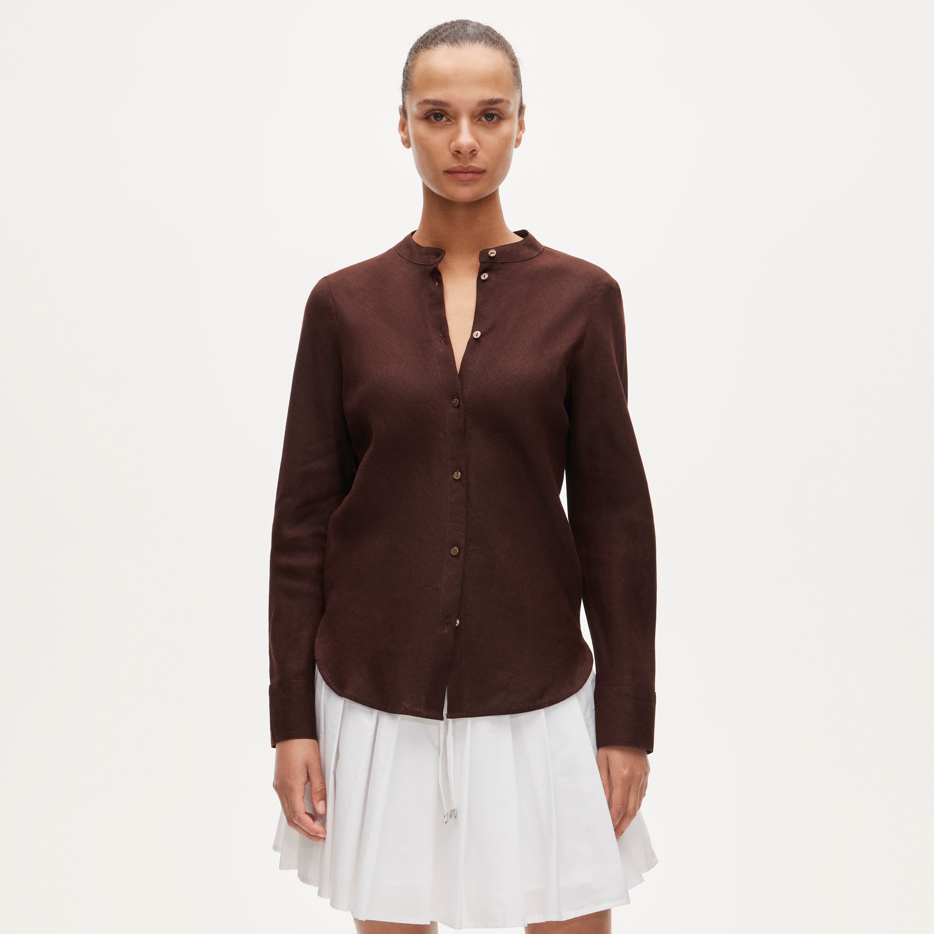 Bias-cut linen shirt