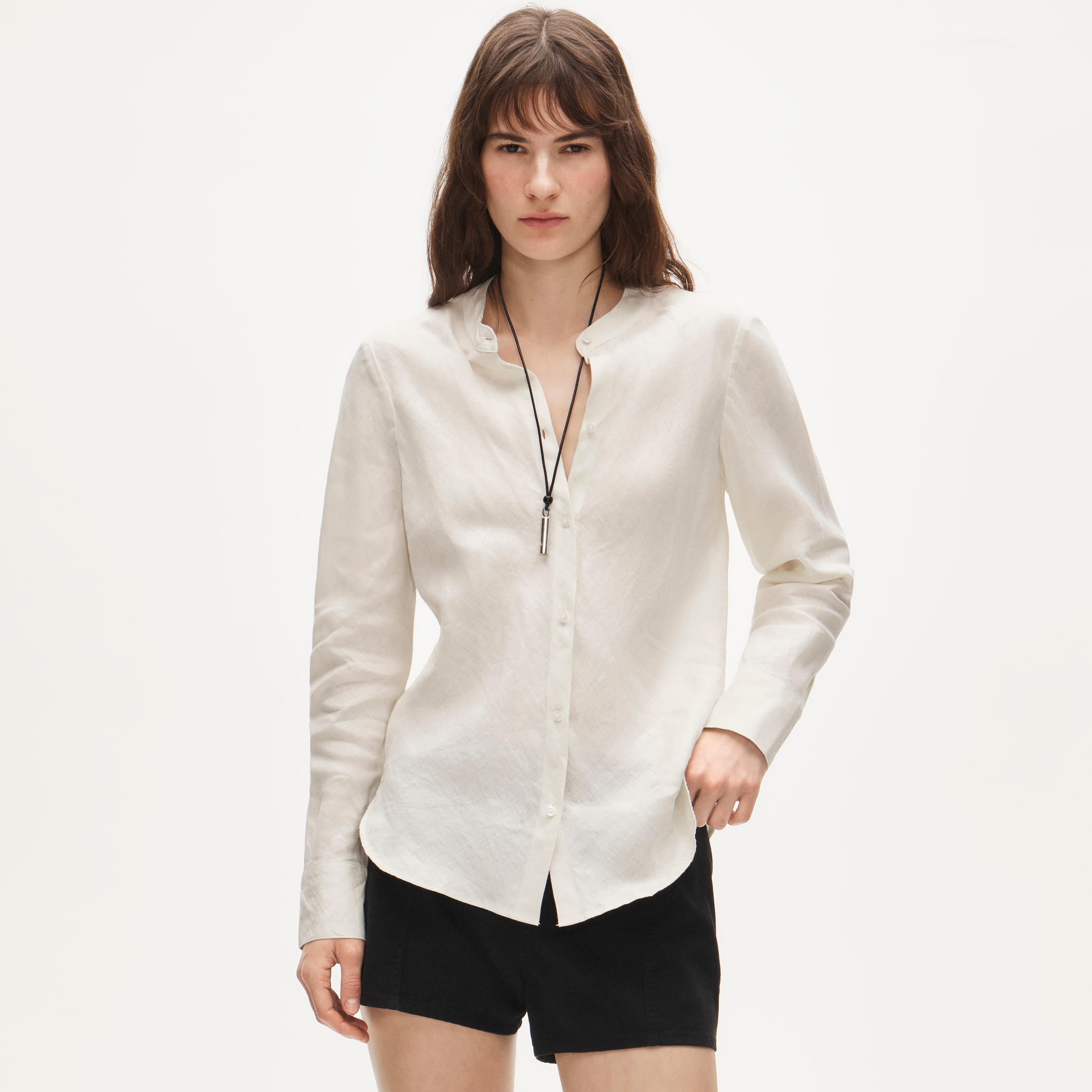 Bias-cut linen shirt