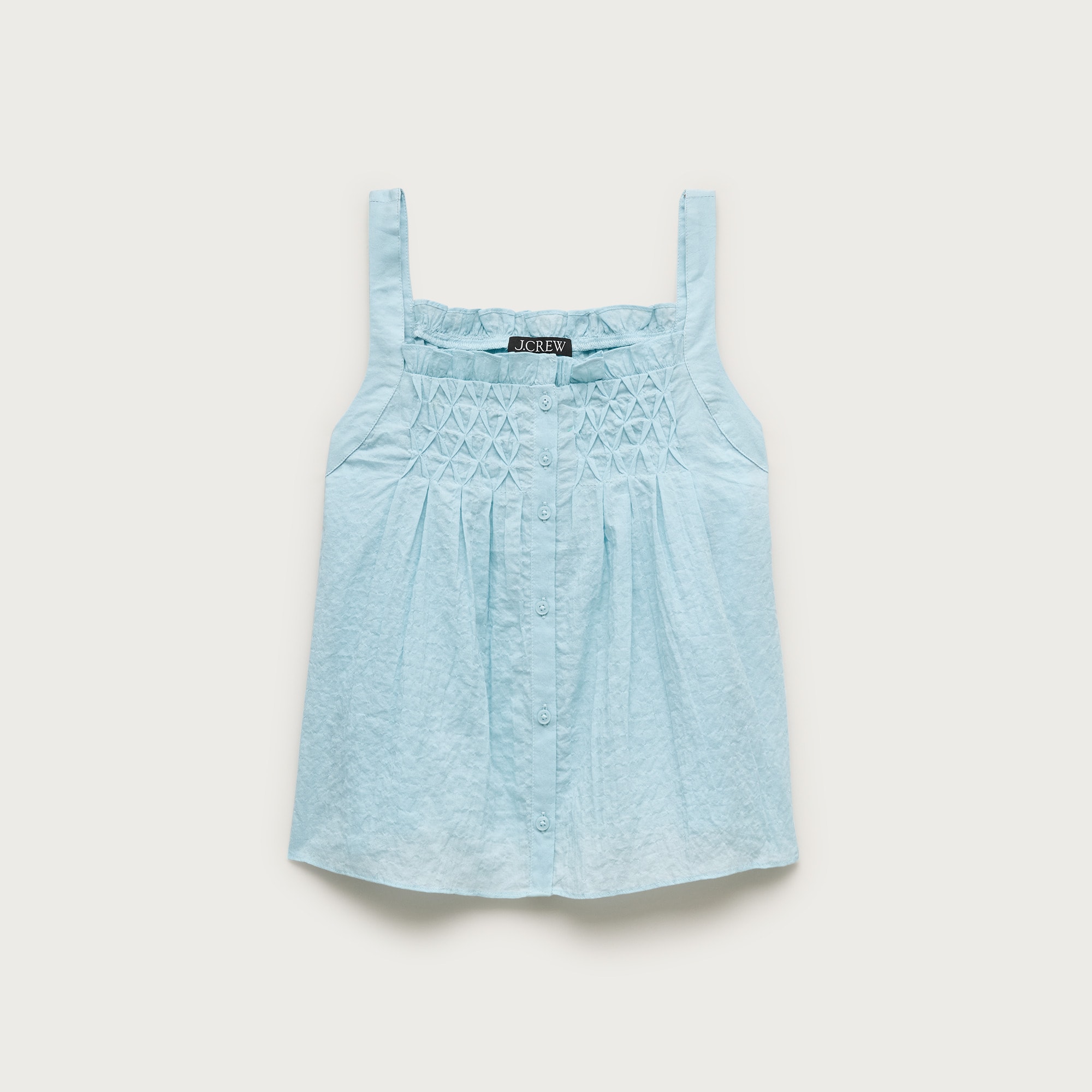 Smocked crinkle tank top