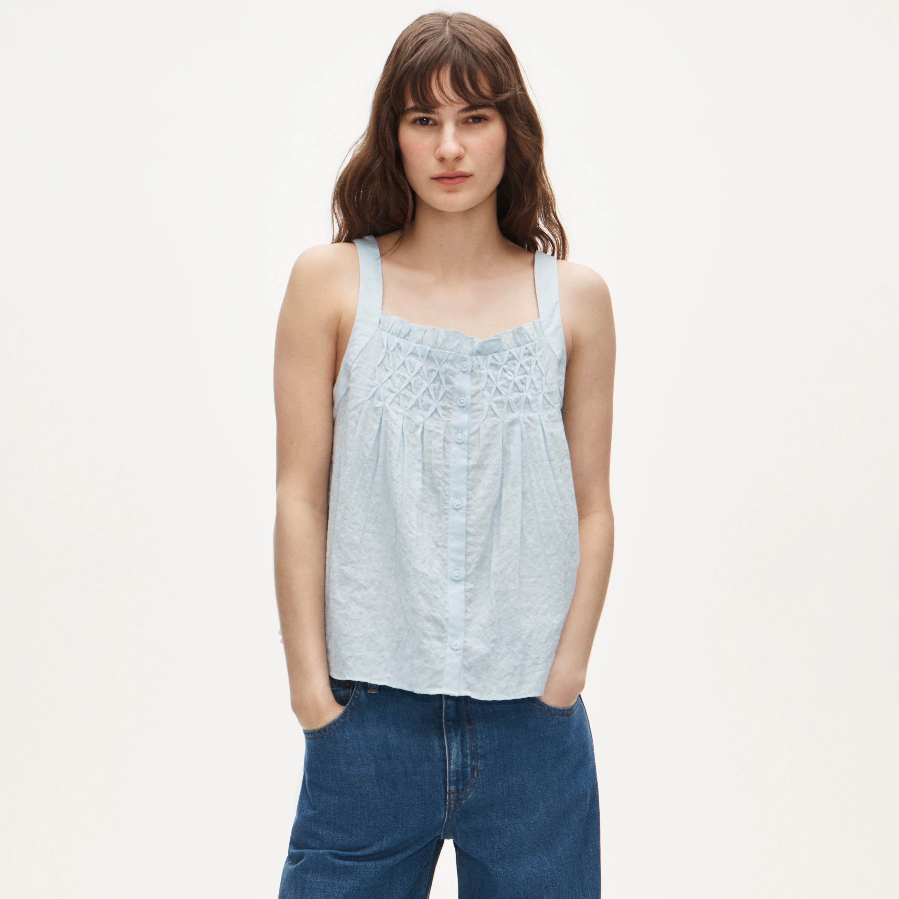 Smocked Crinkle Tank Top For Women | J.Crew