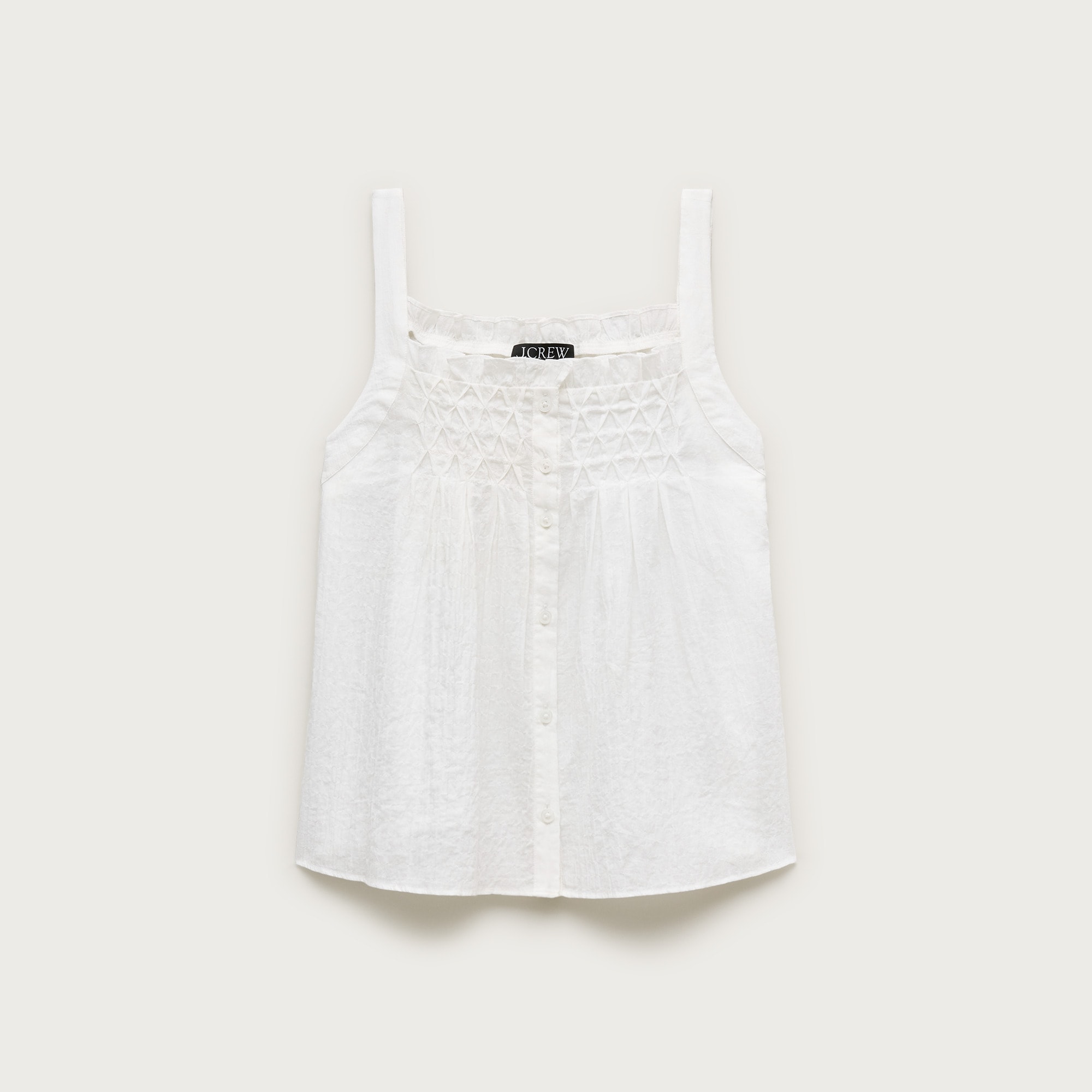 Smocked crinkle tank top