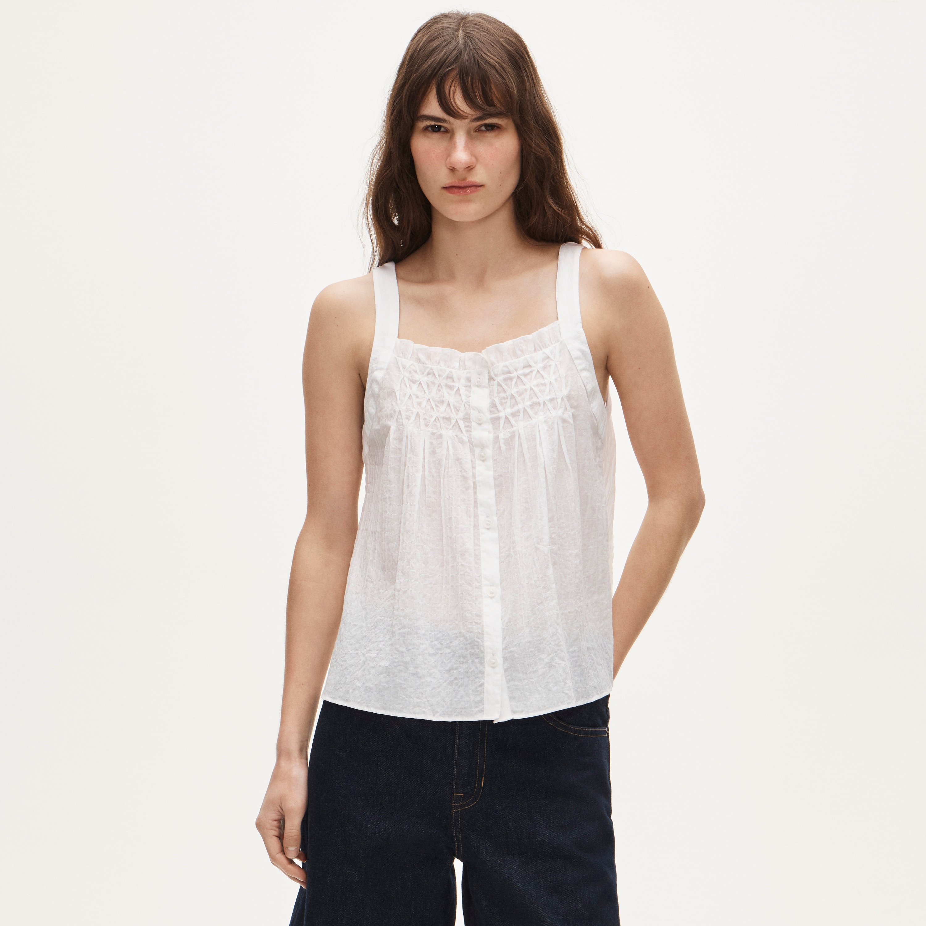 JANE SMITH　 MESH UP DOWN TANK TOP Smocked Crinkle Tank Top For Women | J.Crew