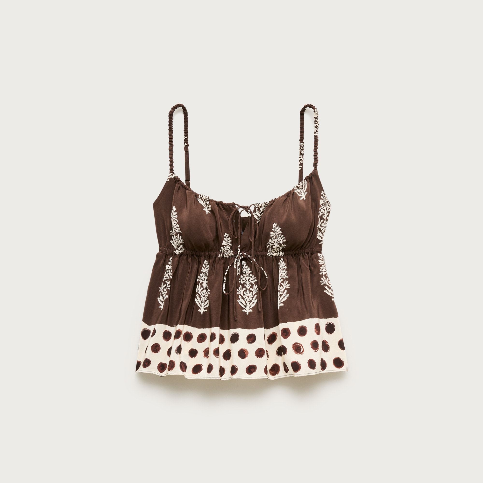 Cinched-waist Tank Top In Cocoa Block Print For Women | J.Crew