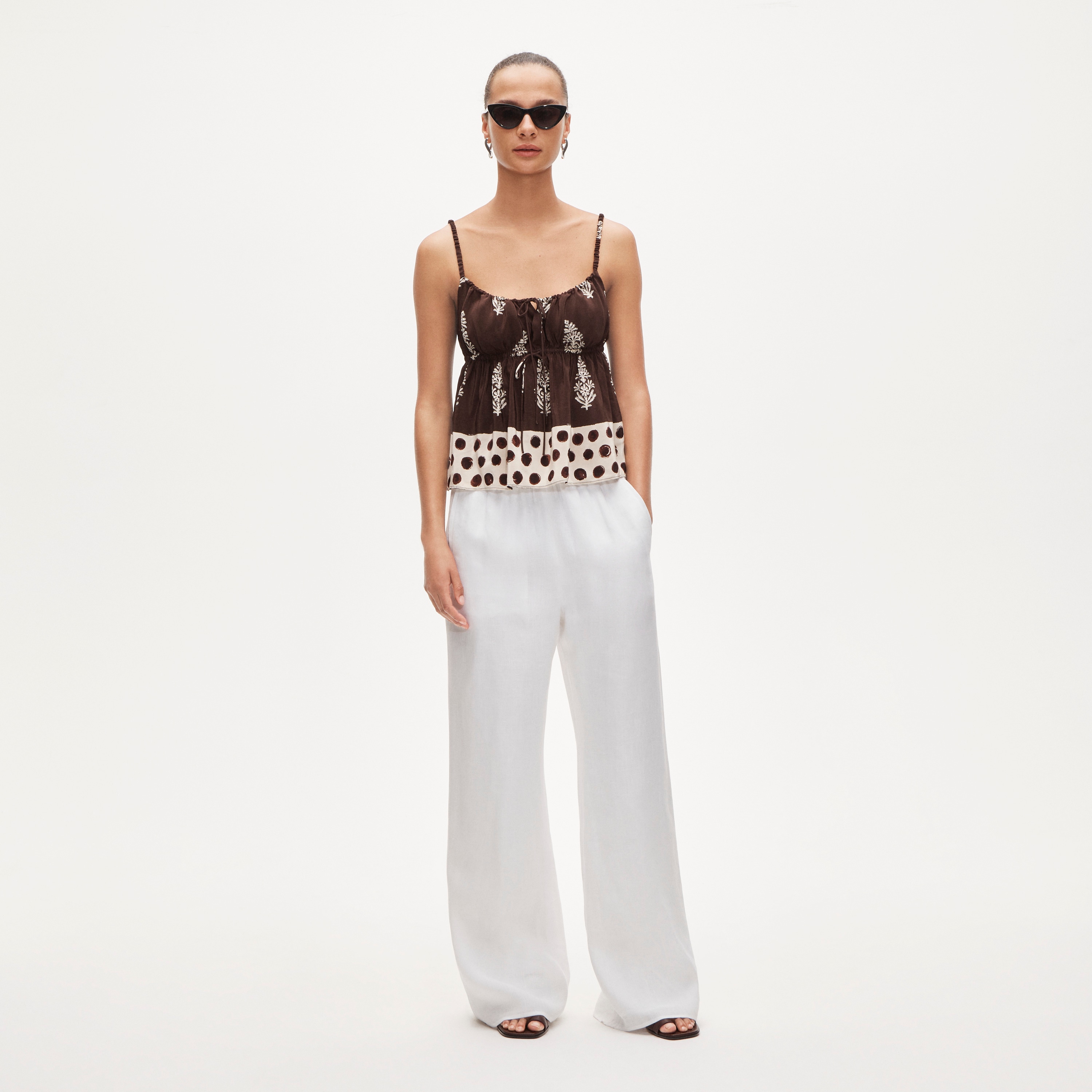 Cinched-waist Tank Top In Cocoa Block Print For Women | J.Crew