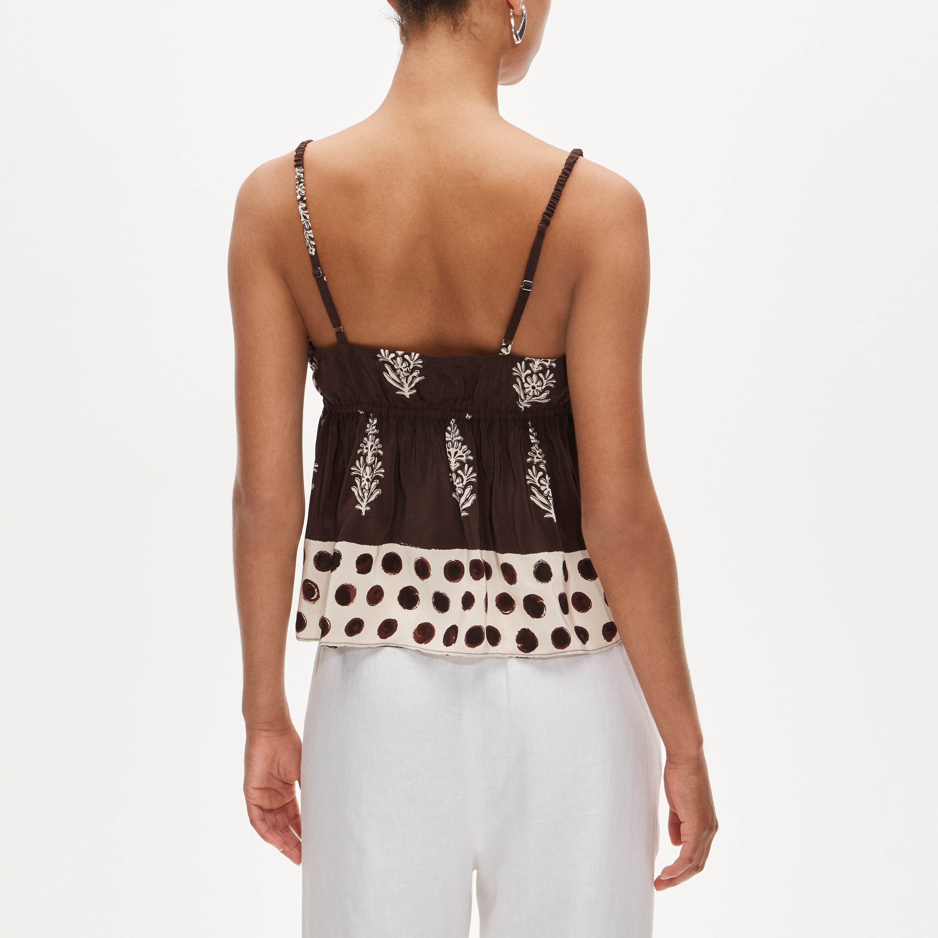 Cinched-waist Tank Top In Cocoa Block Print For Women | J.Crew