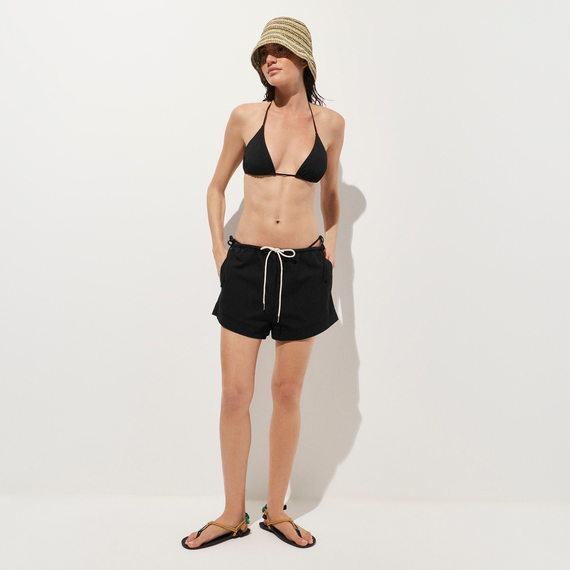 Cruise drawstring short in cotton poplin
