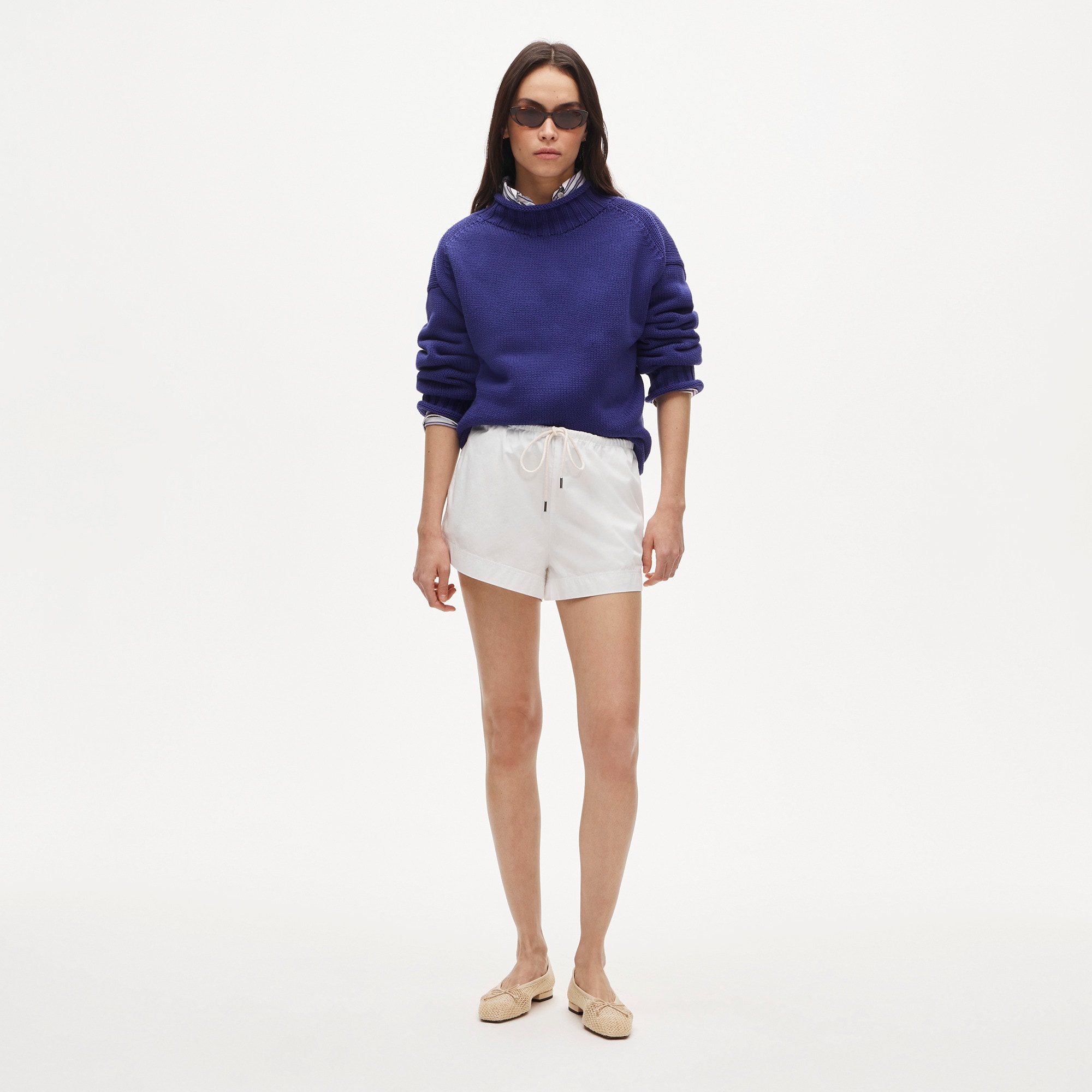 Cruise drawstring short in cotton poplin