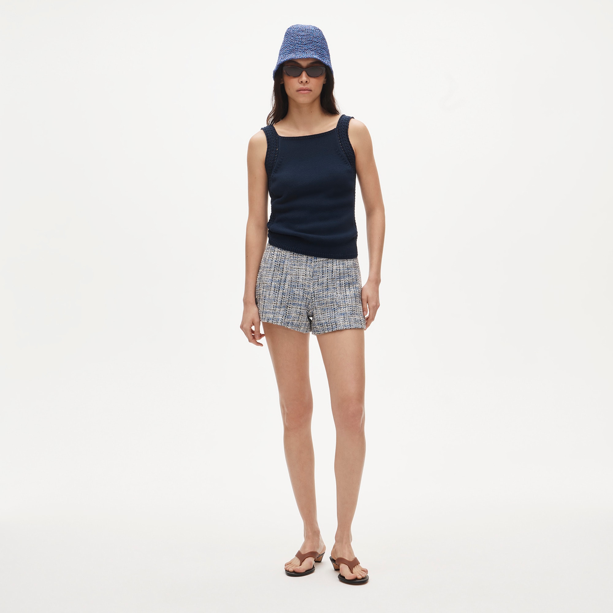 Micro short in textured Italian tweed - image 2