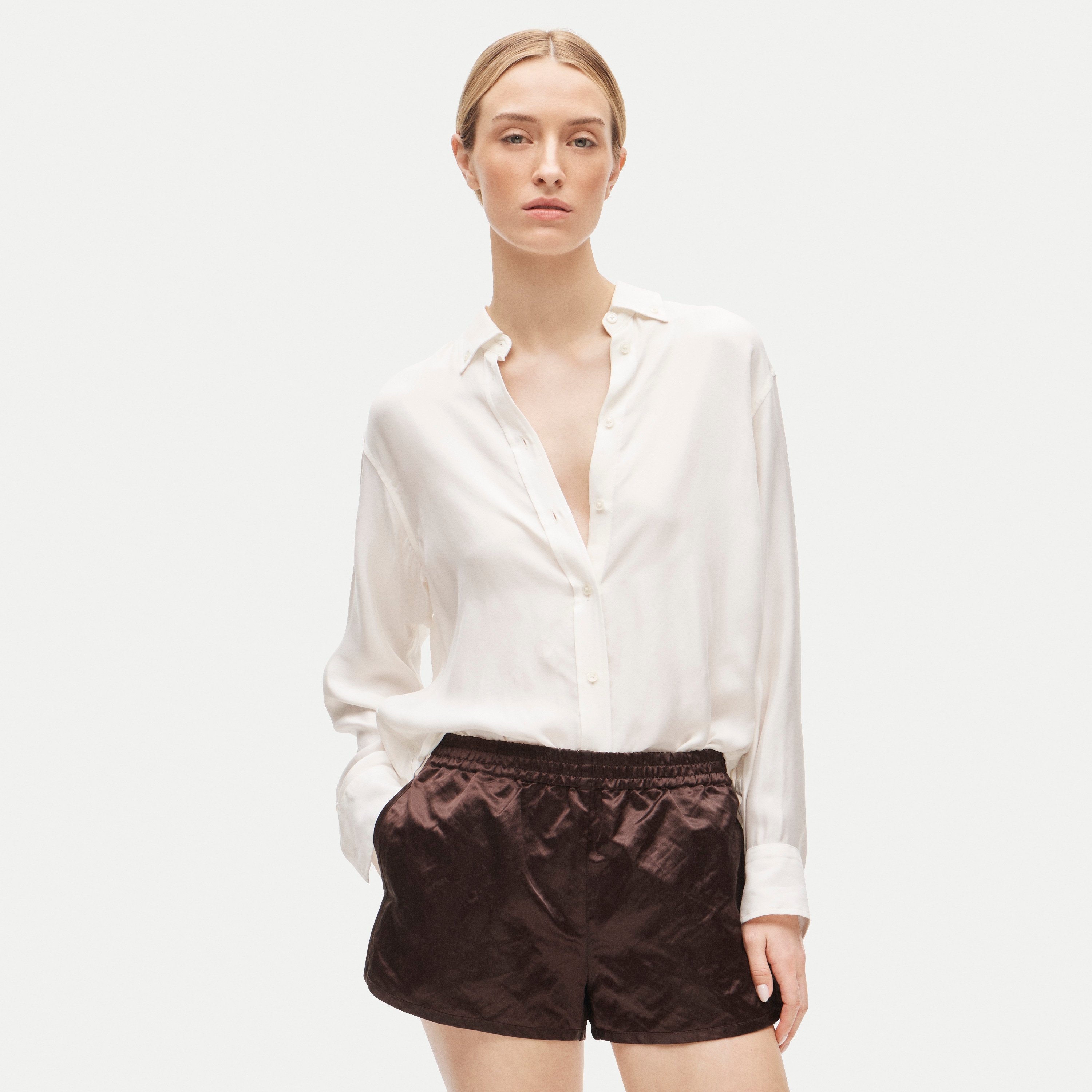 Boxer short in memory satin