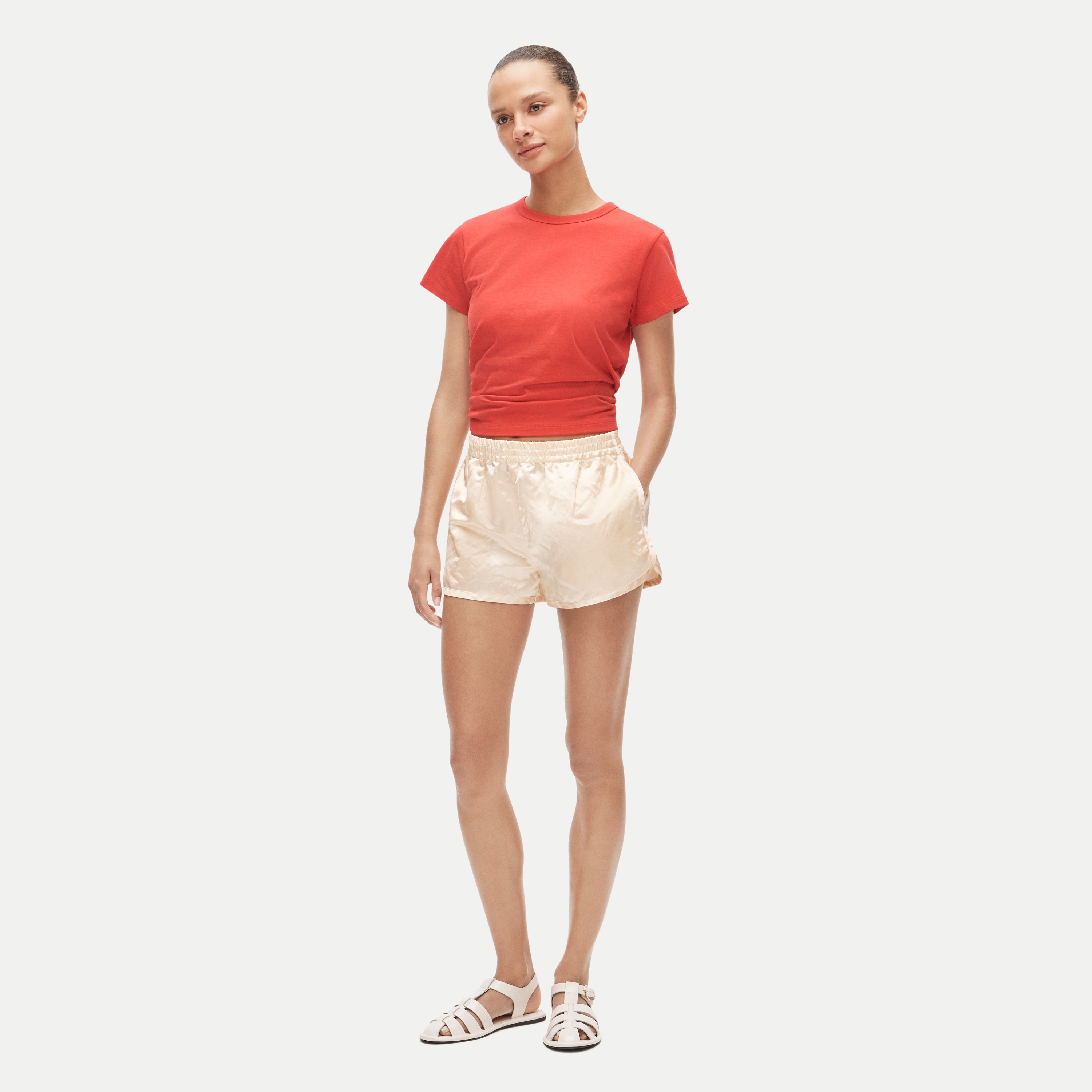Boxer short in memory satin