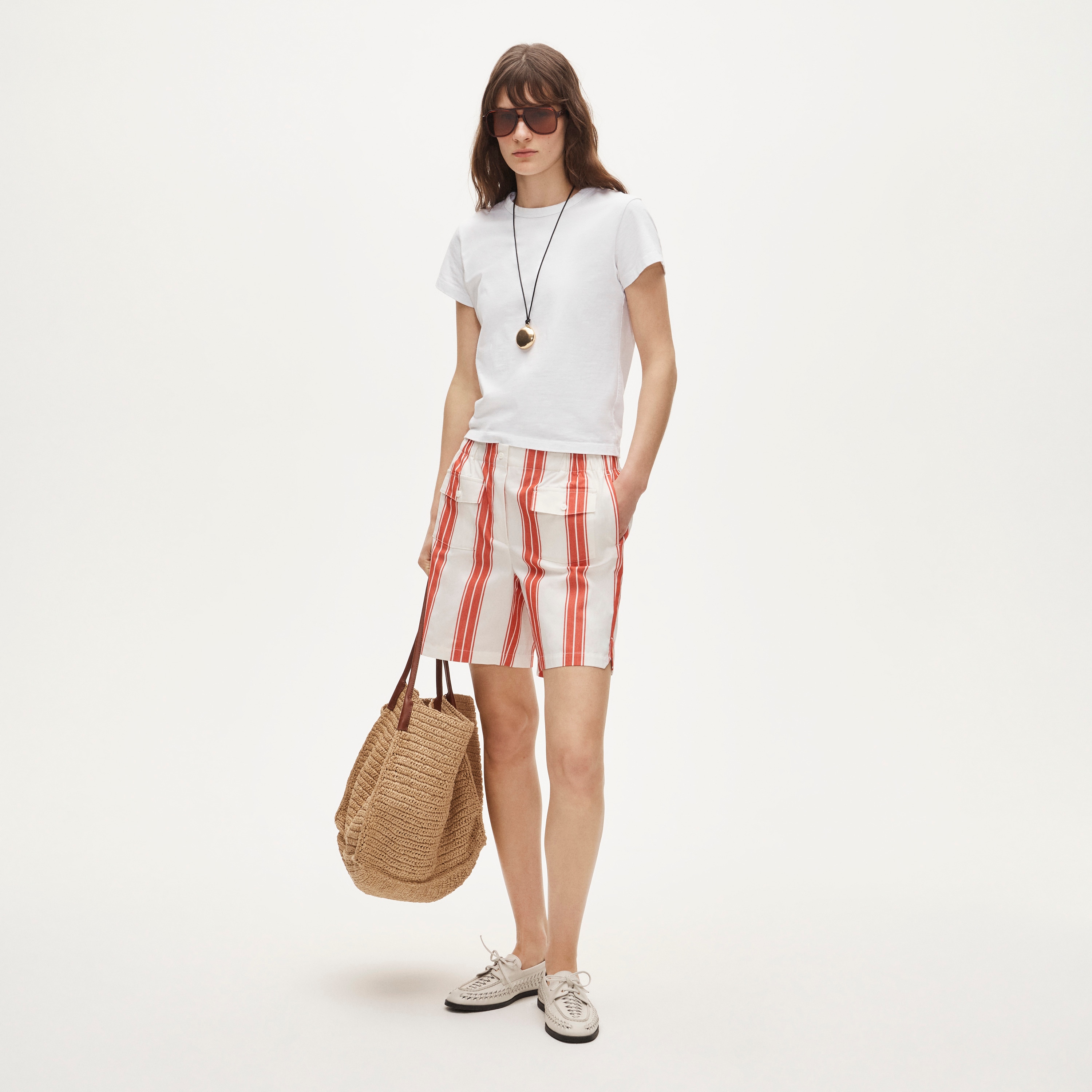 Long boxer short in oxford stripe