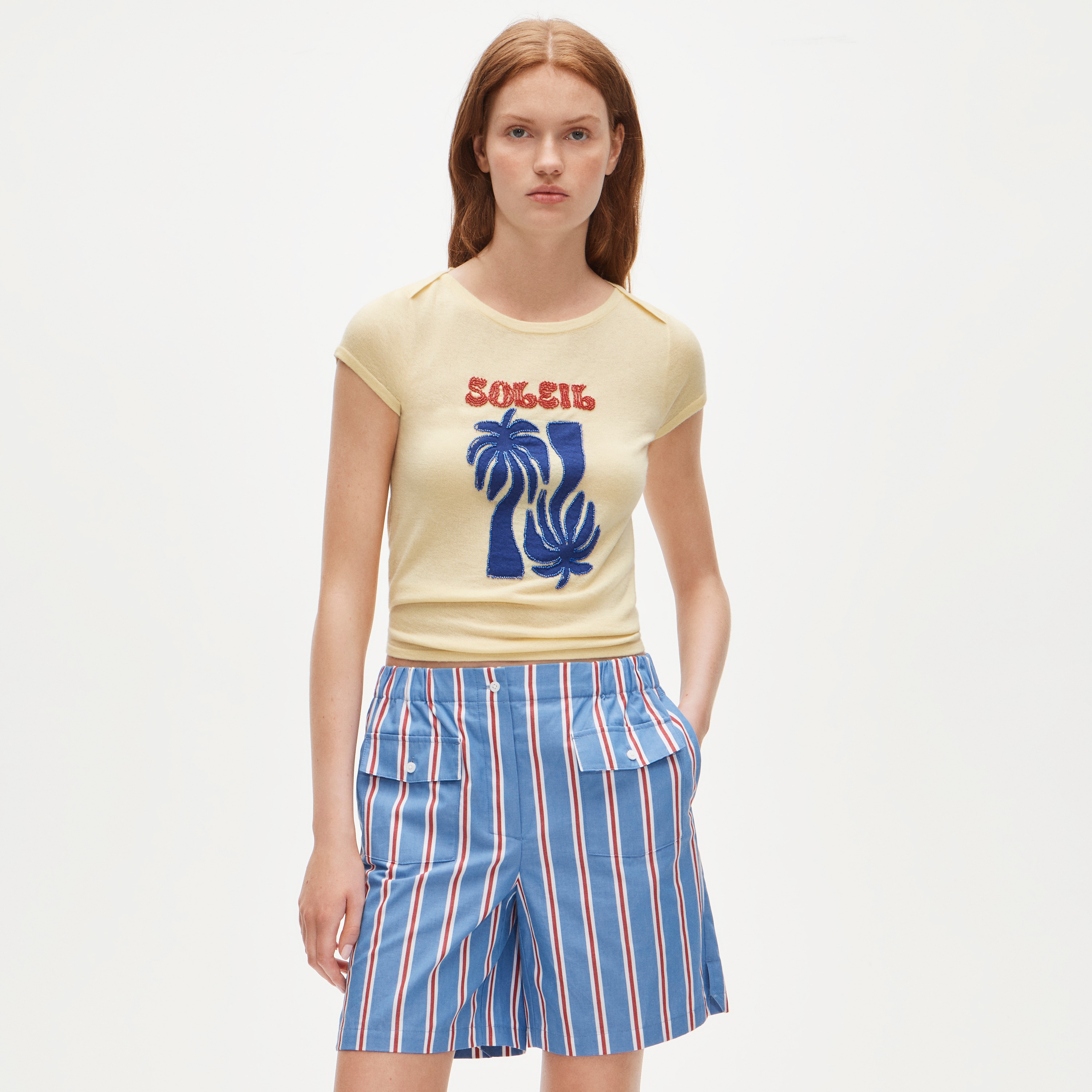 Long boxer short in oxford stripe