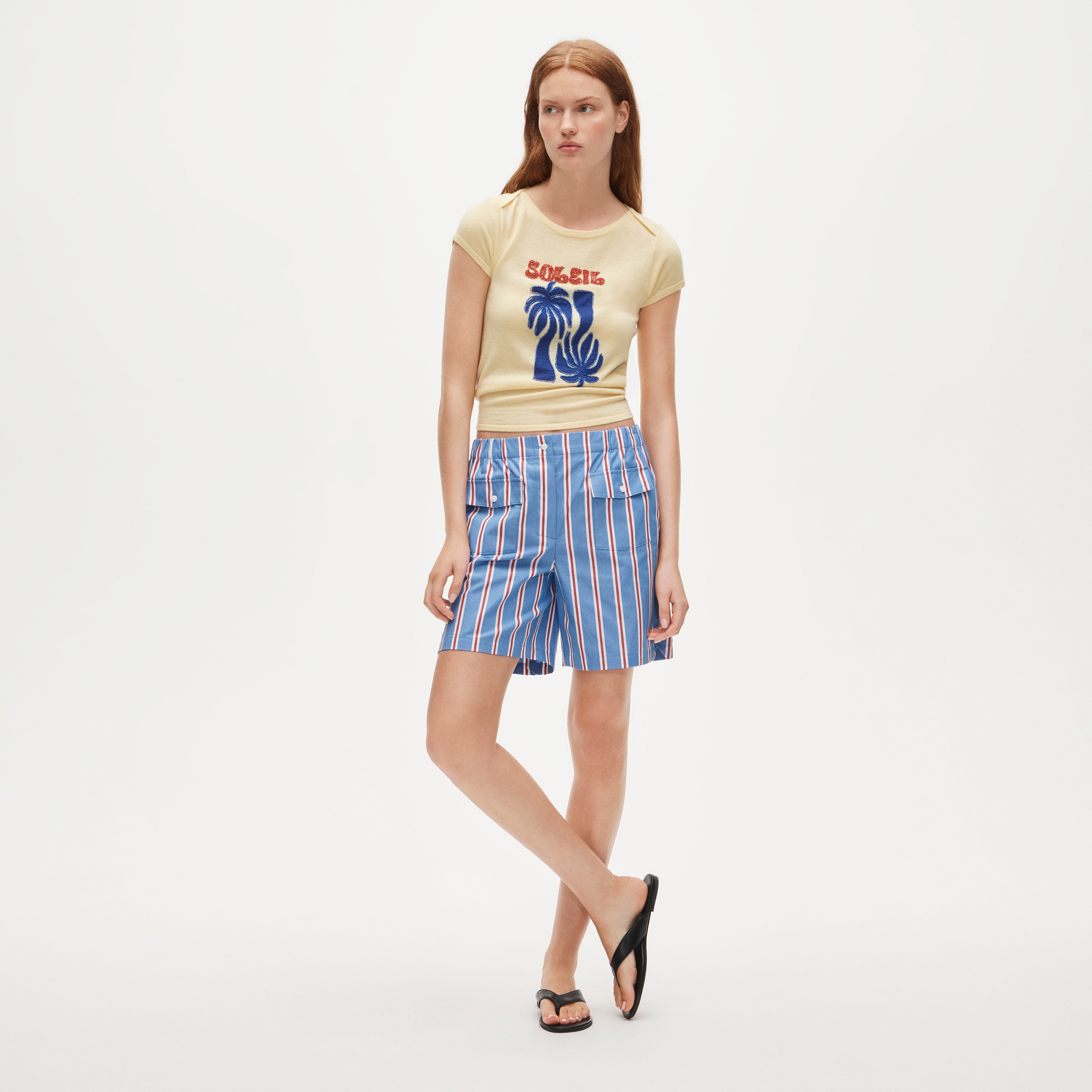 Long boxer short in oxford stripe