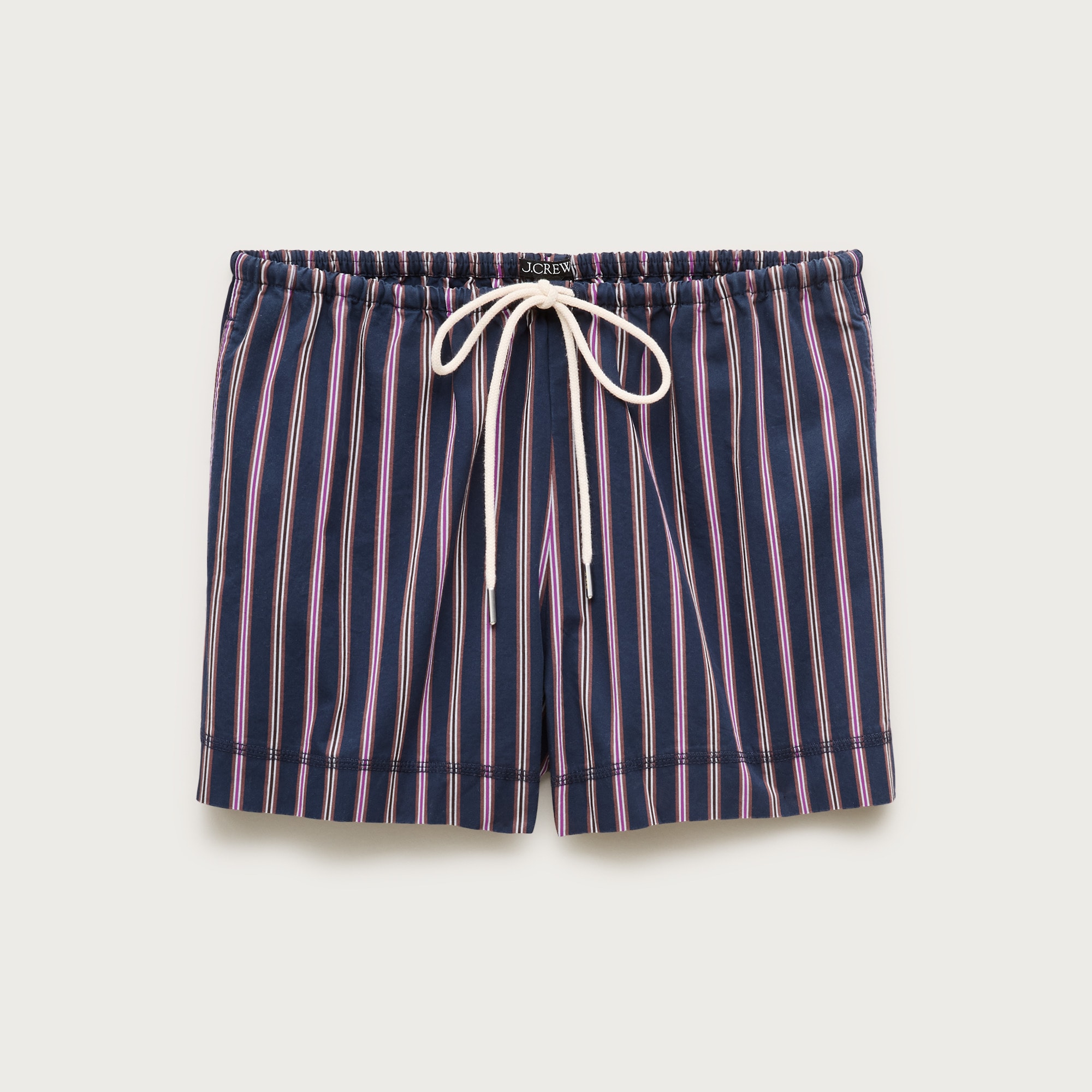 Cruise drawstring short in striped cotton poplin