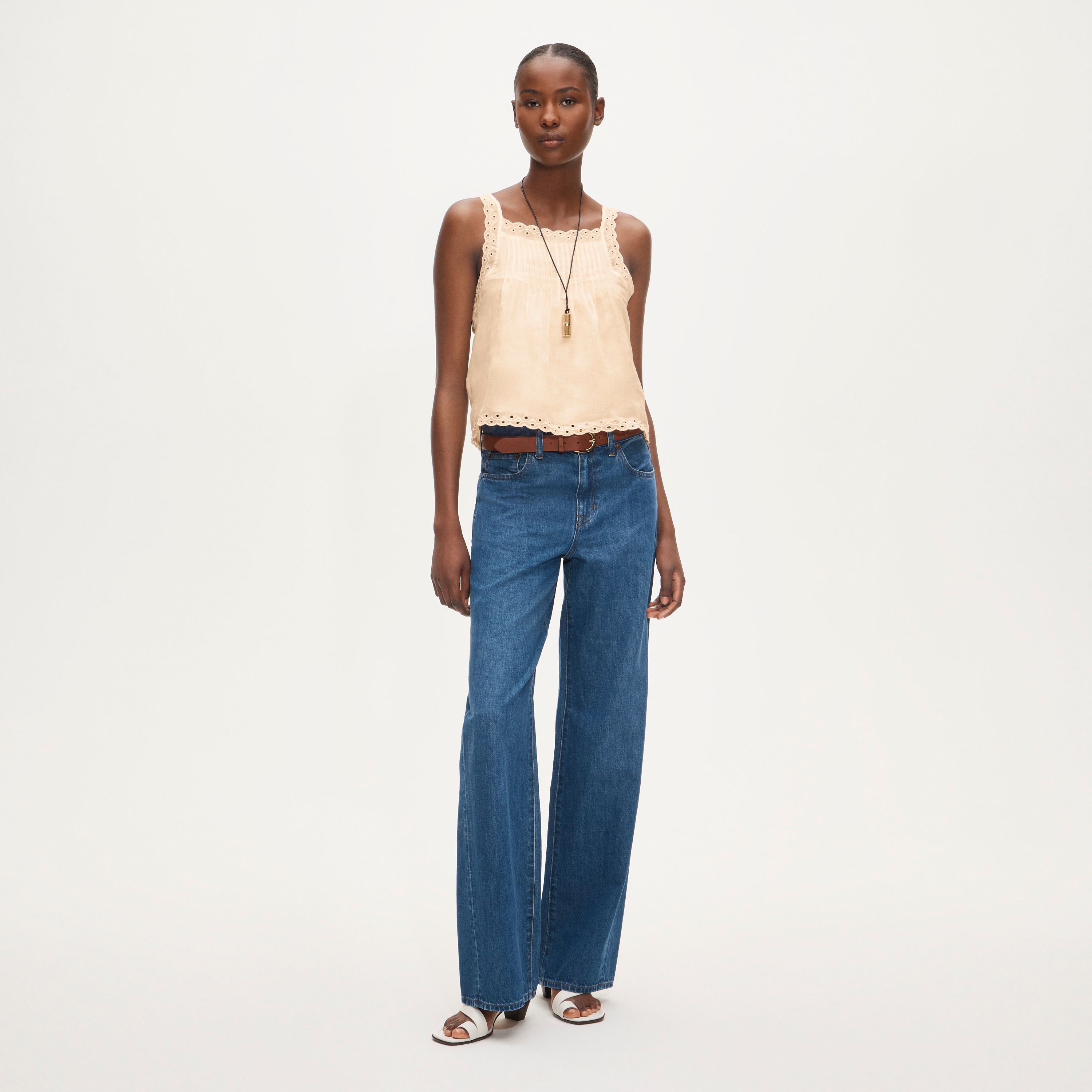 Scallop-trim Tank Top In Ramie For Women | J.Crew