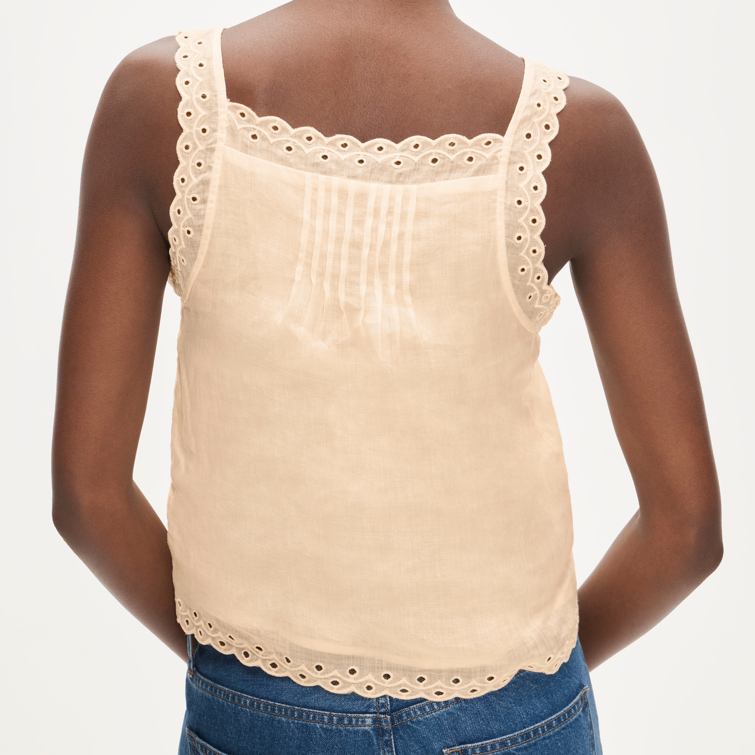 Scallop-trim Tank Top In Ramie For Women | J.Crew