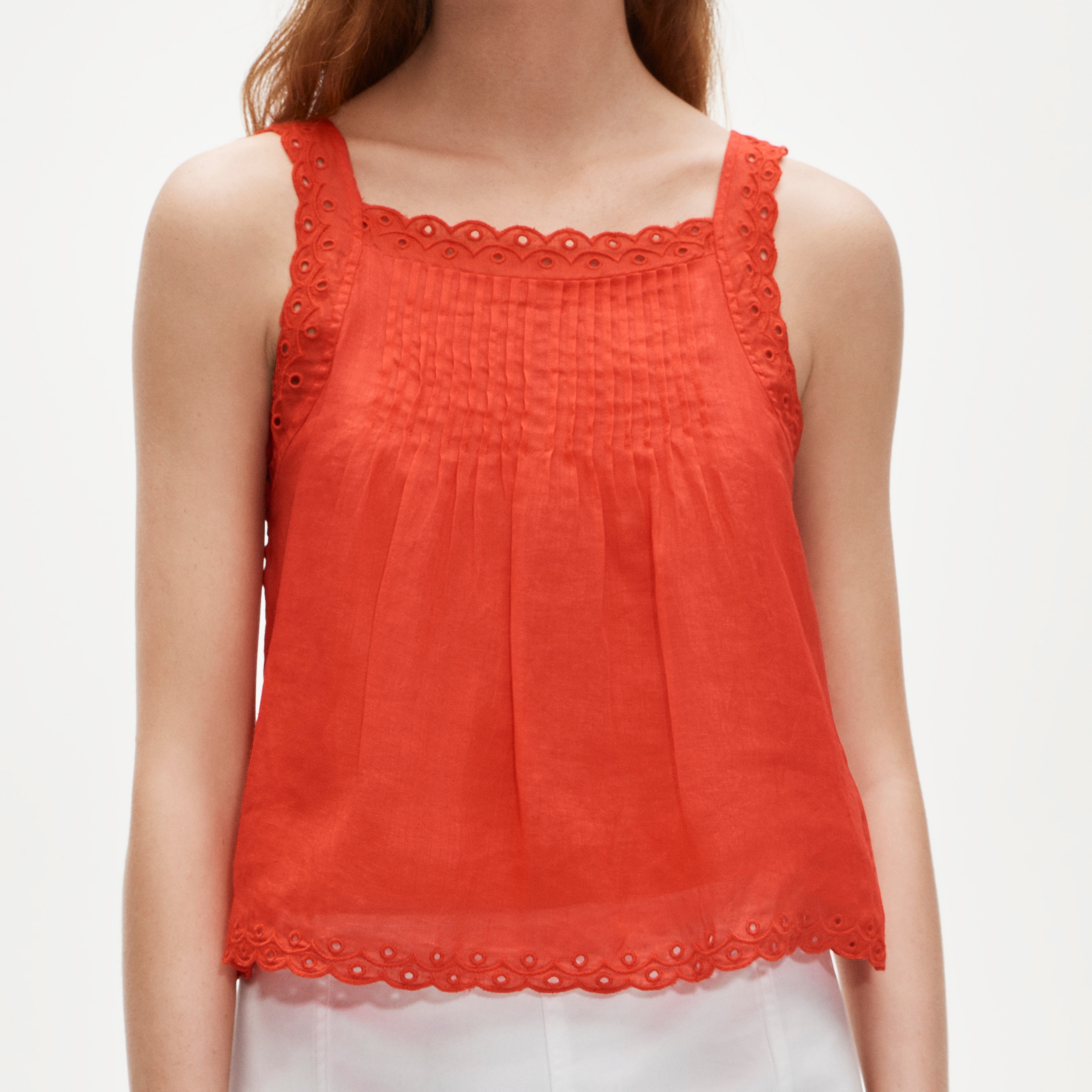 Scallop-trim Tank Top In Ramie For Women | J.Crew