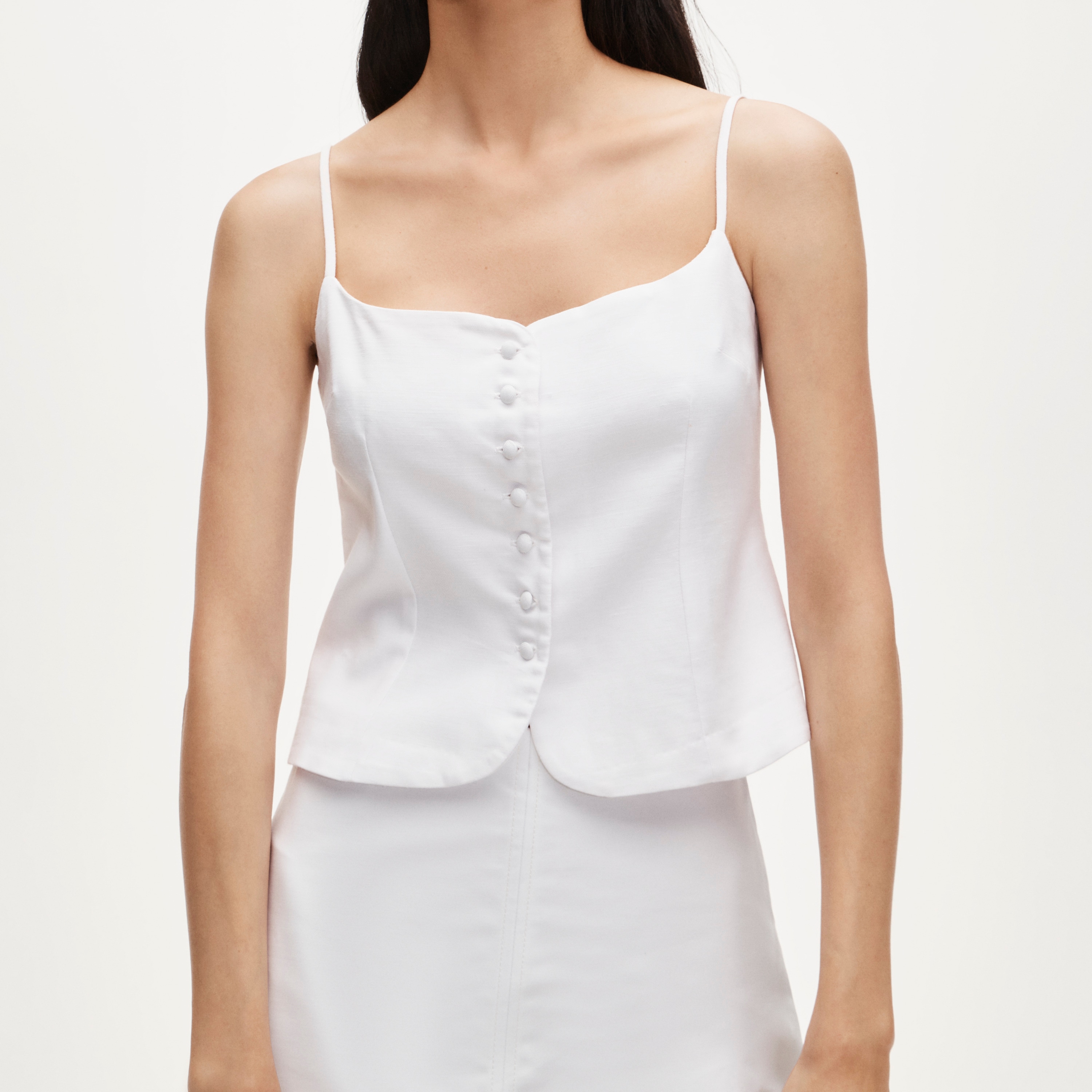 Cami vest button-up top in Gramercy linen blend