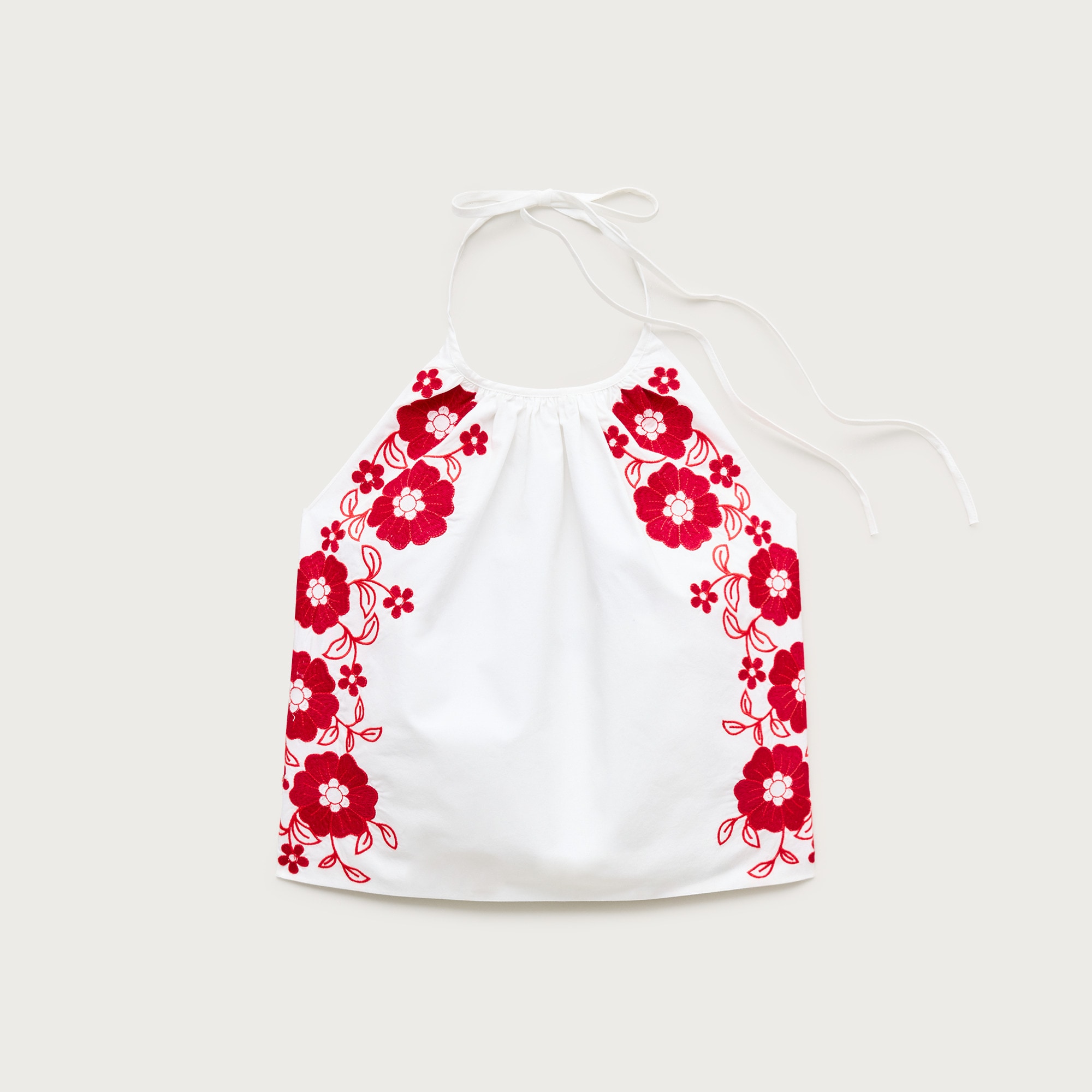 Halter Tank Top With Floral Embroidery For Women | J.Crew