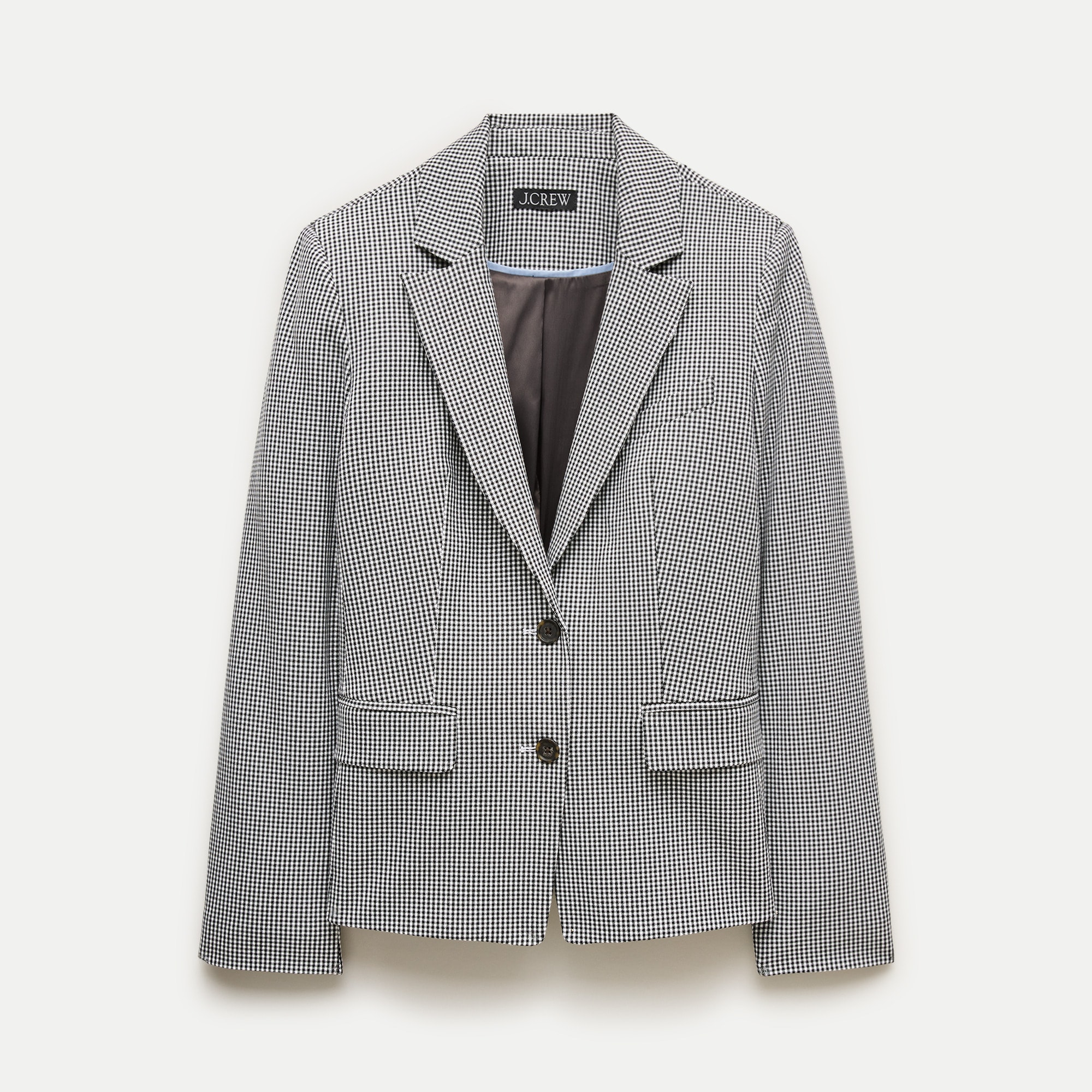 École blazer in gingham bi-stretch cotton blend