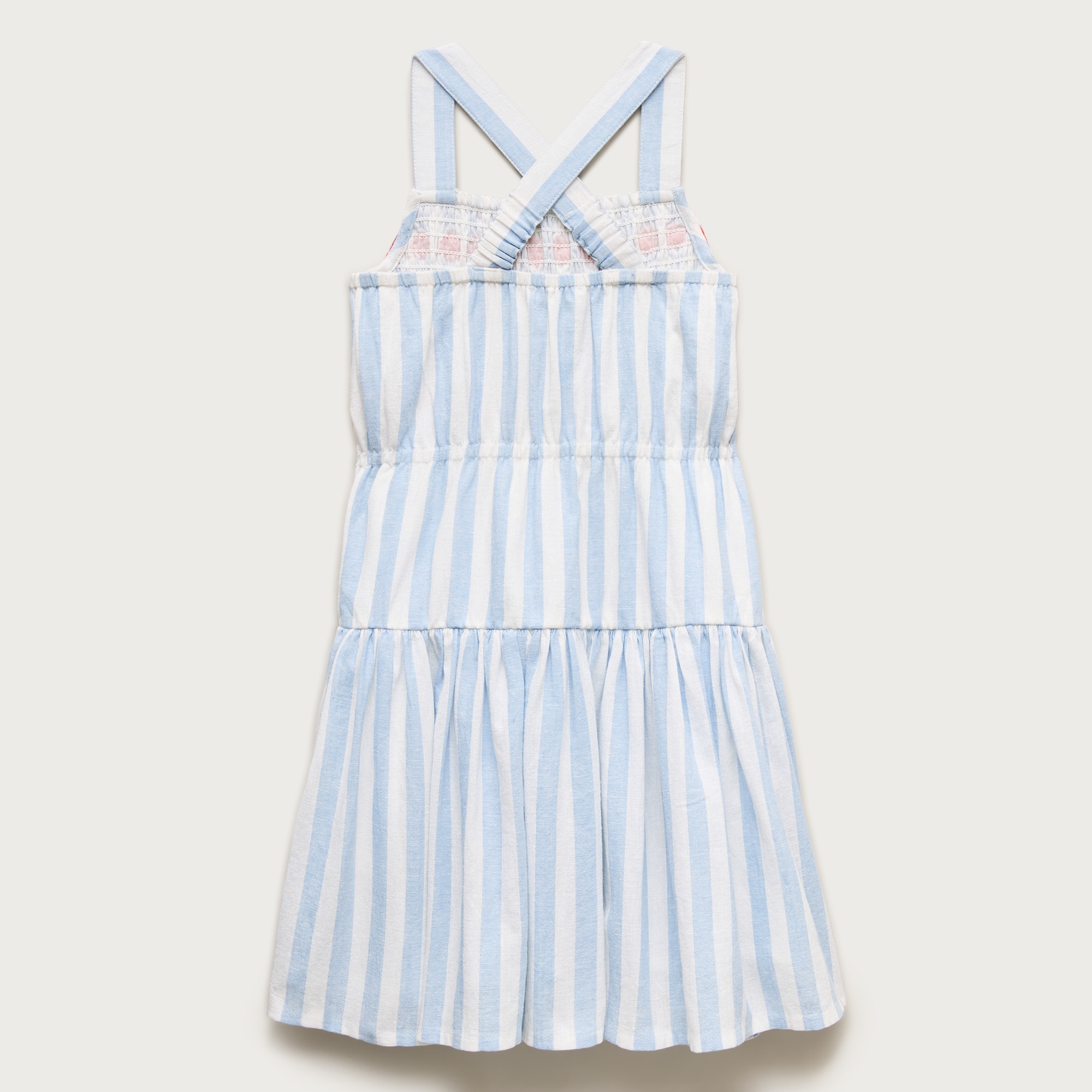 Girls' cross-back dress in linen-cotton blend