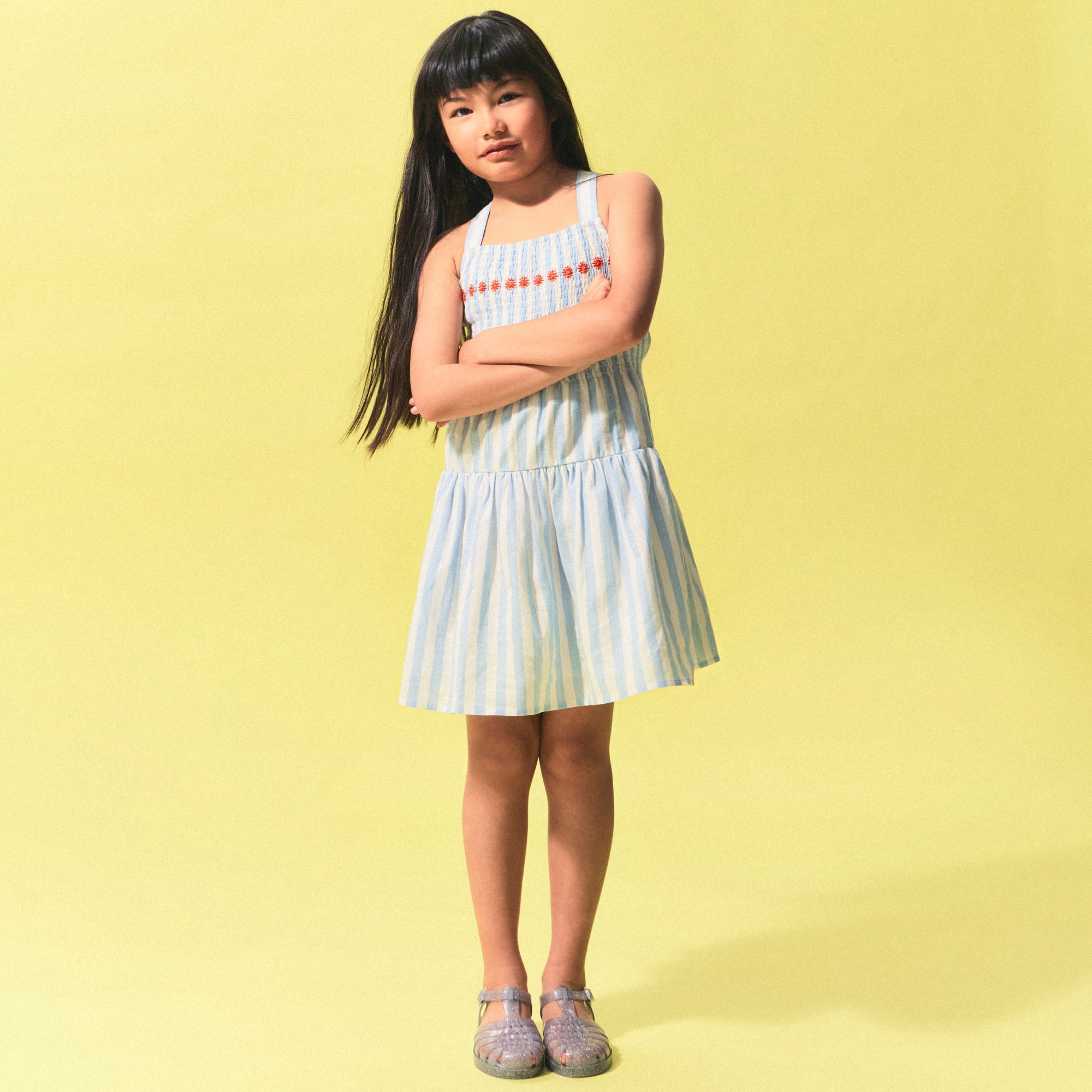 Girls' Cross-back Dress In Linen-cotton Blend For Girls | J.Crew