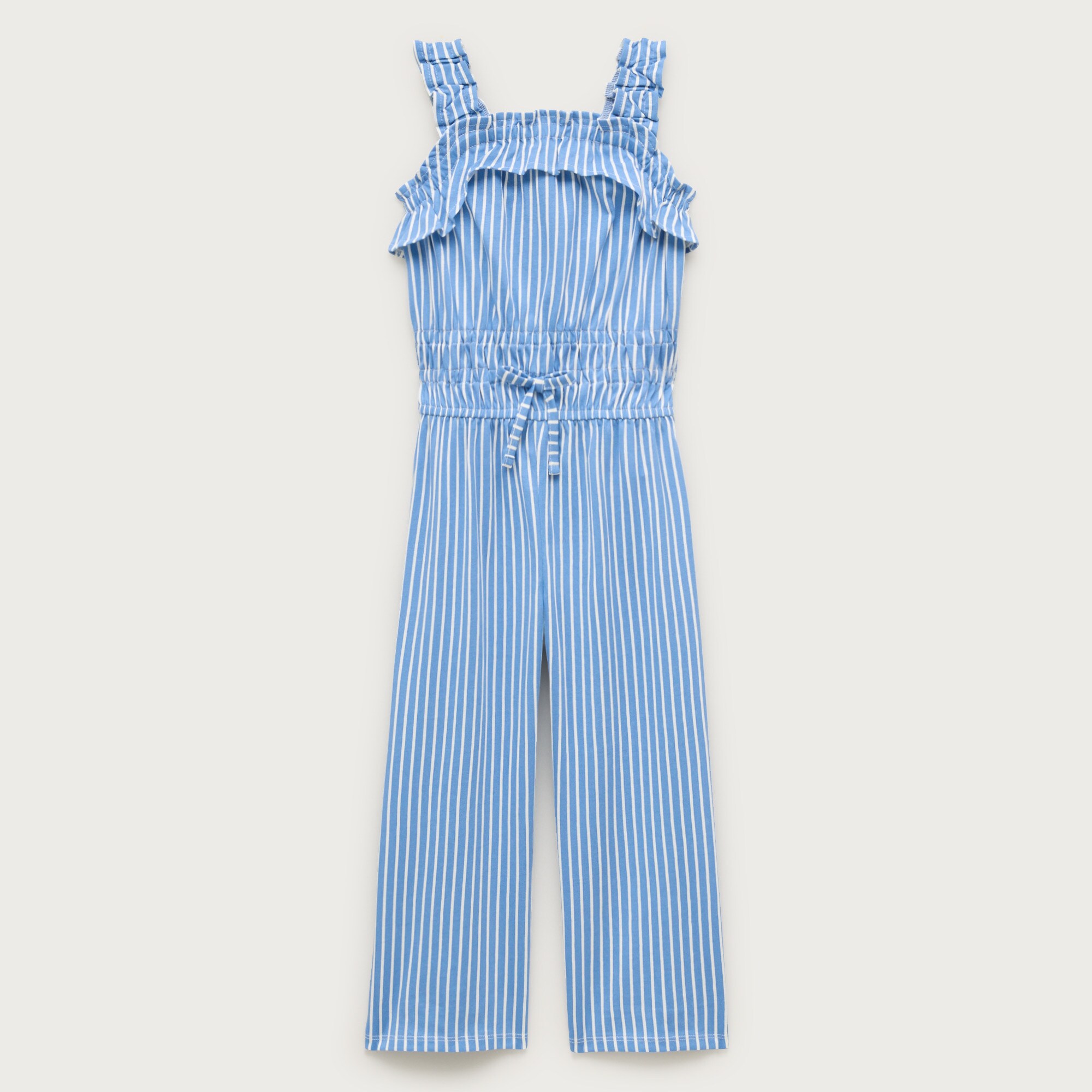 Girls' ruffle-trim jumpsuit in broken-in-jersey floral