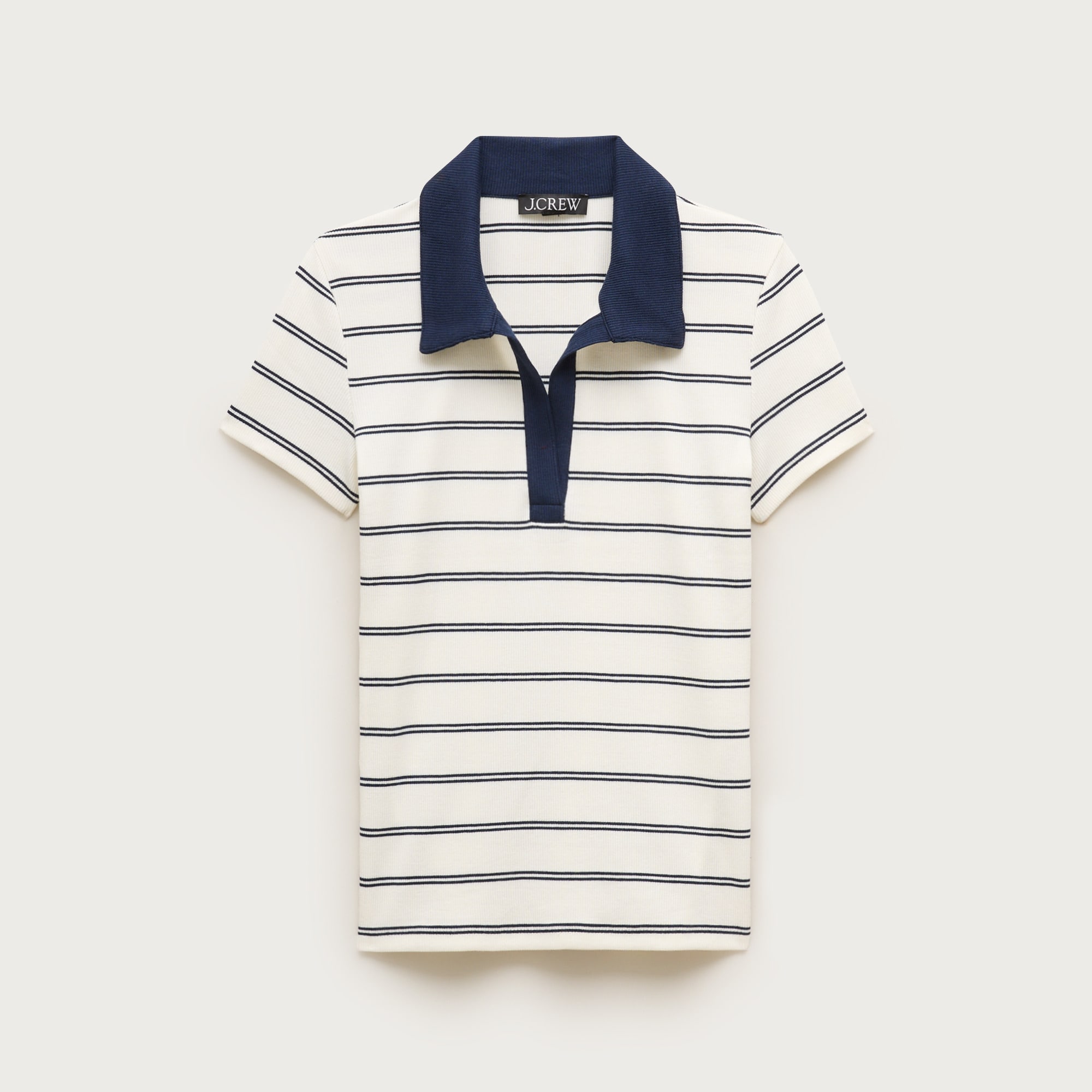 Perfect rib johnny-collar top in stripe