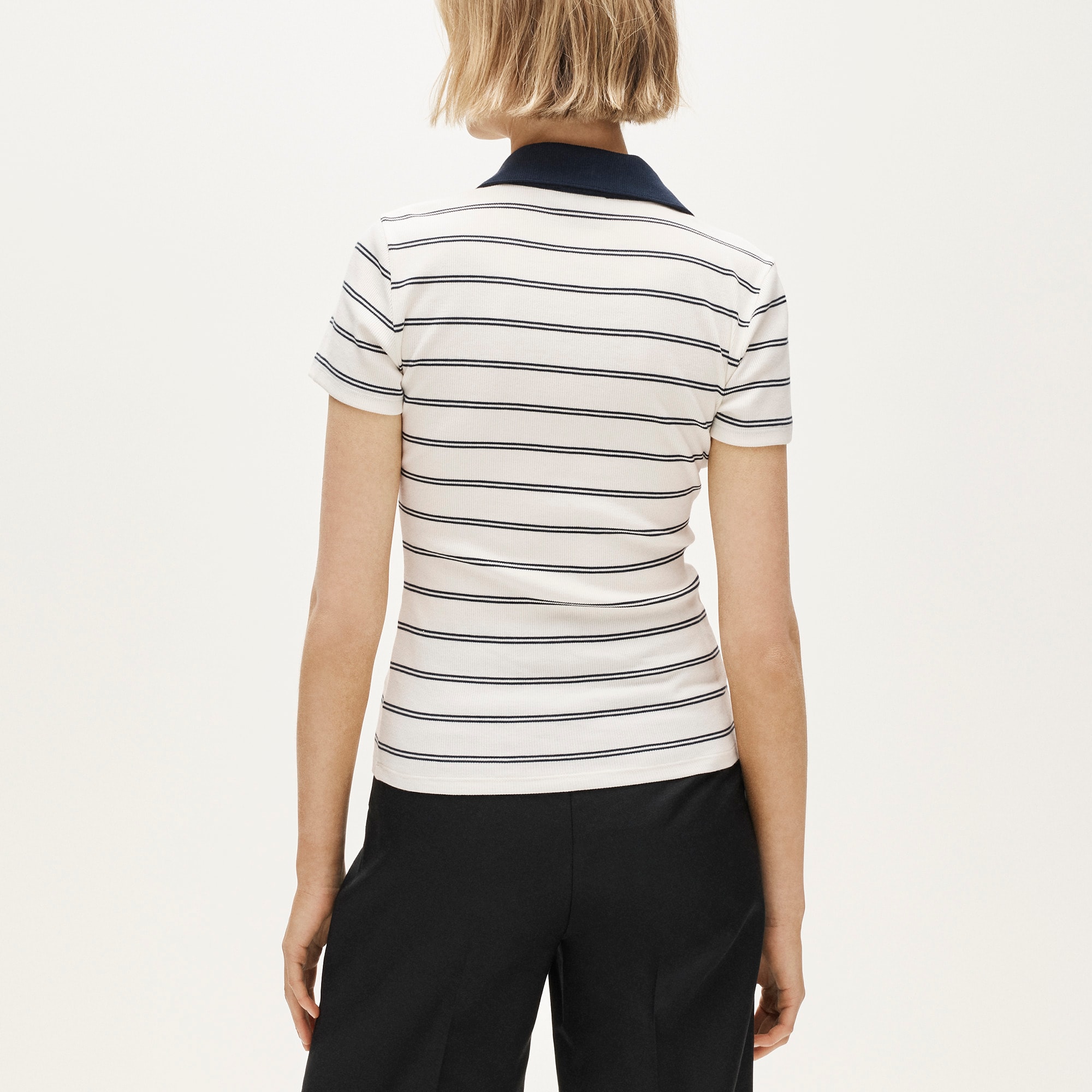 Perfect rib johnny-collar top in stripe - image 5