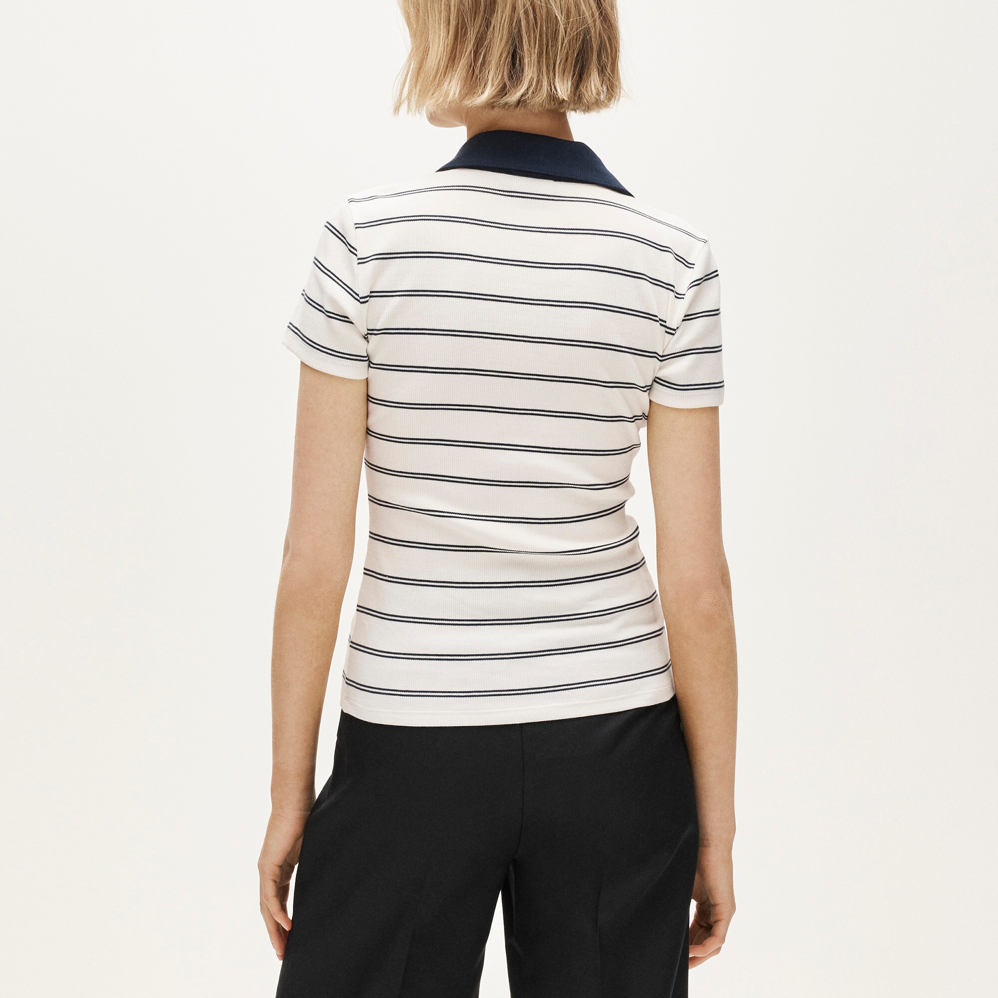 Perfect rib johnny-collar top in stripe