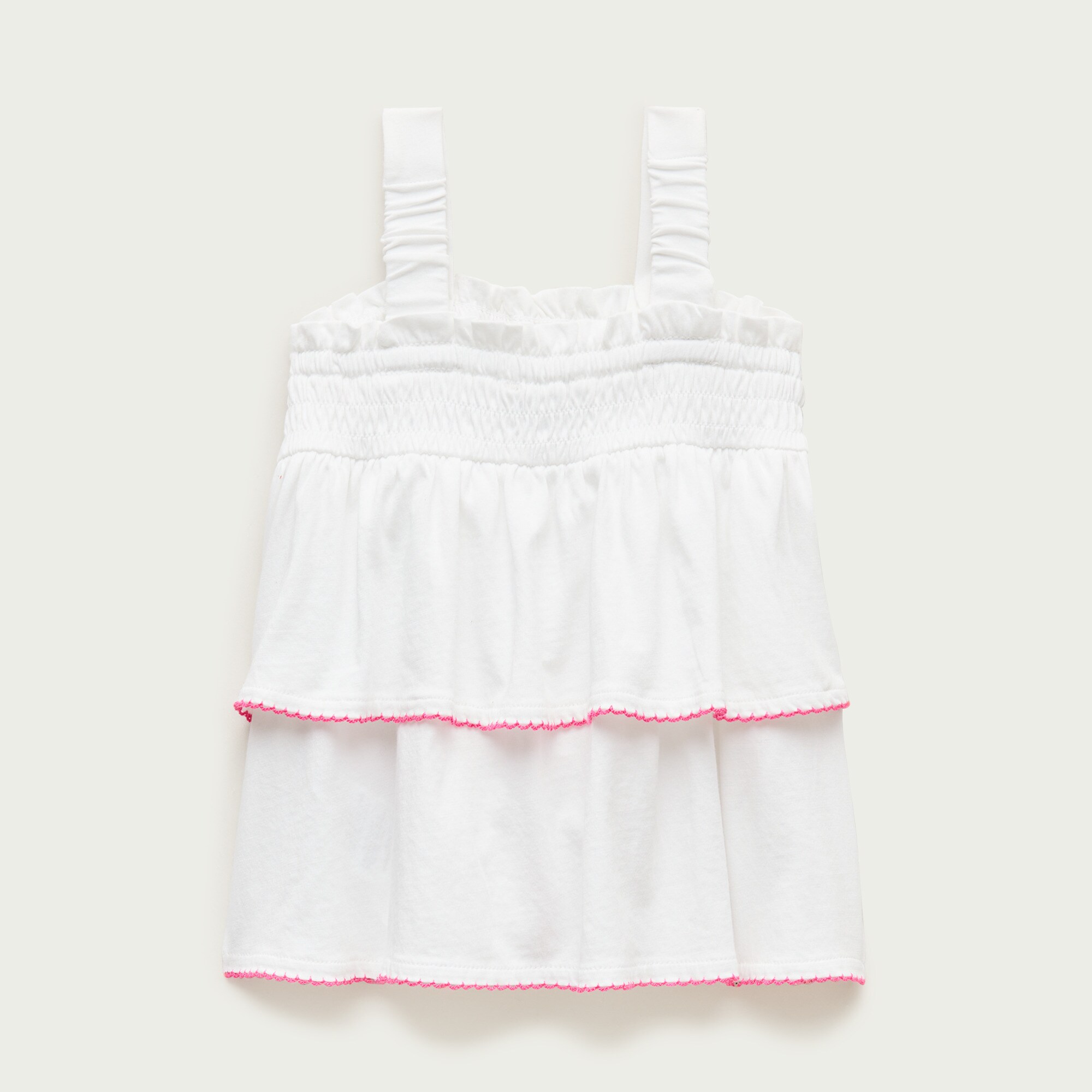 Girls' tiered smocked top in broken-in jersey