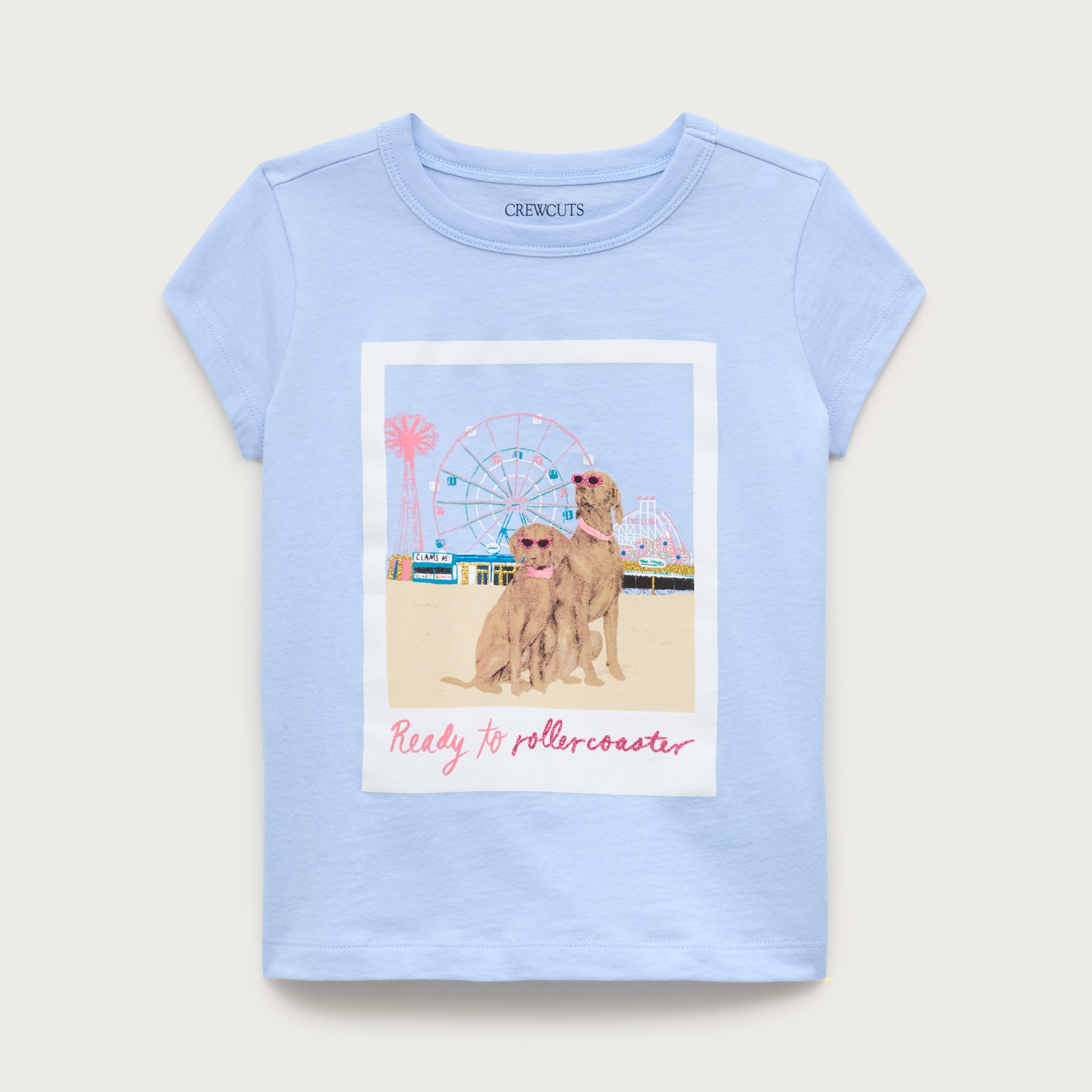 Girls' short-sleeve "Ready to rollercoaster"  graphic T-shirt with glitter from J.Crew - $28