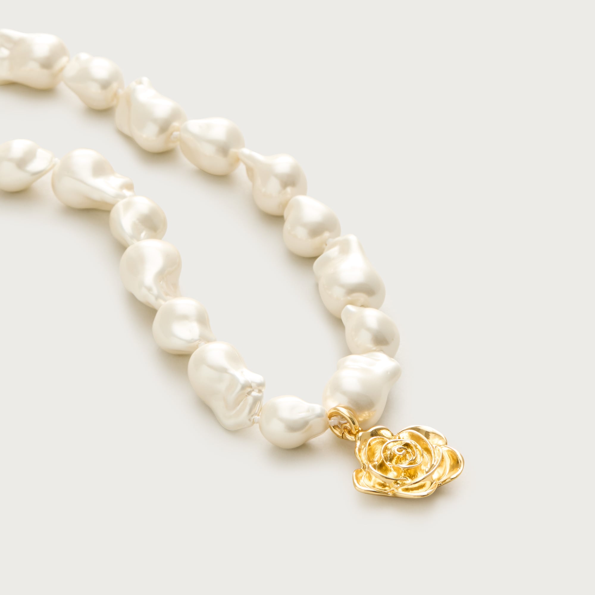 Baroque Pearl Necklace With Rose Pendant For Women | J.Crew