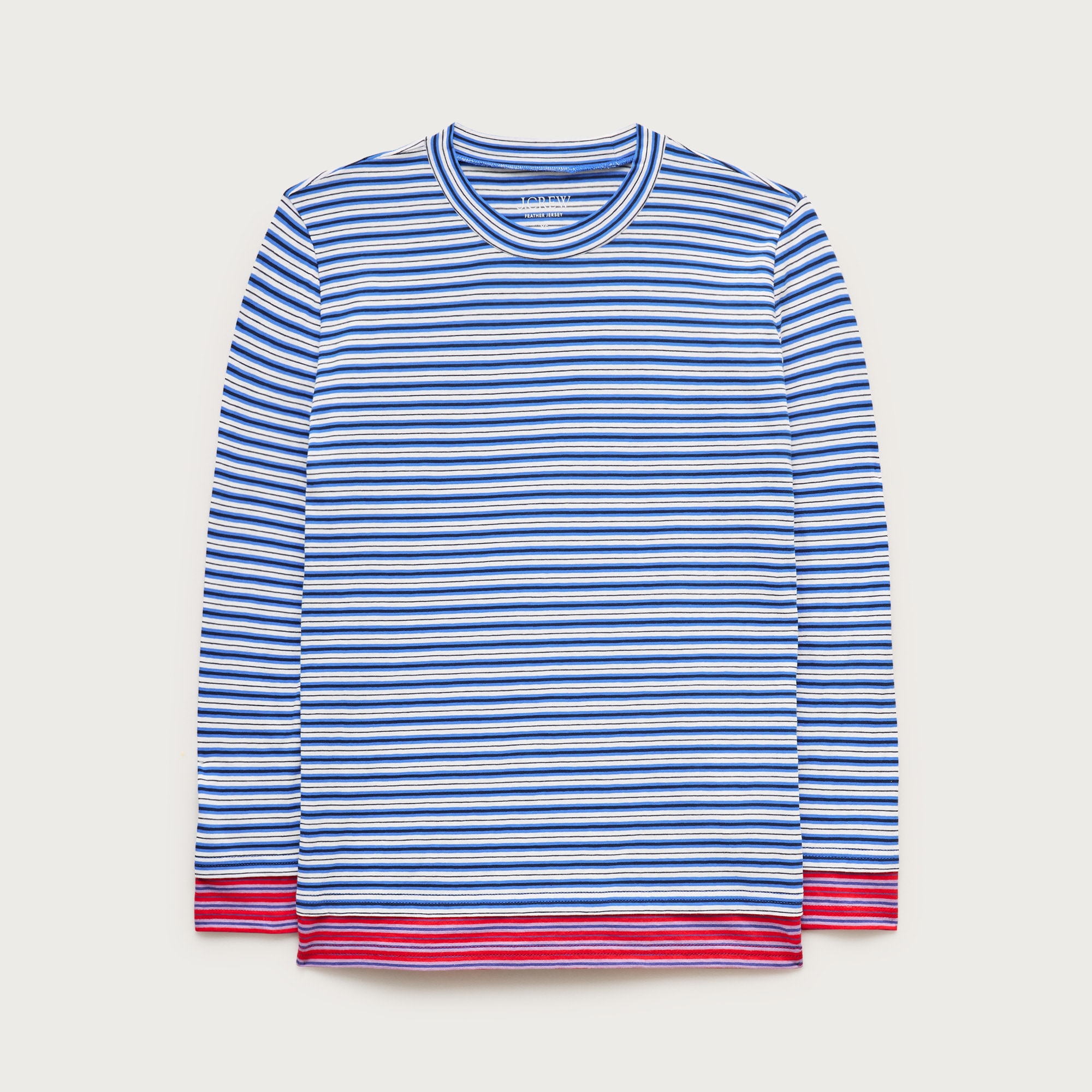 Feather jersey three-quarter sleeve shirt in contrast stripe from J.Crew - $61