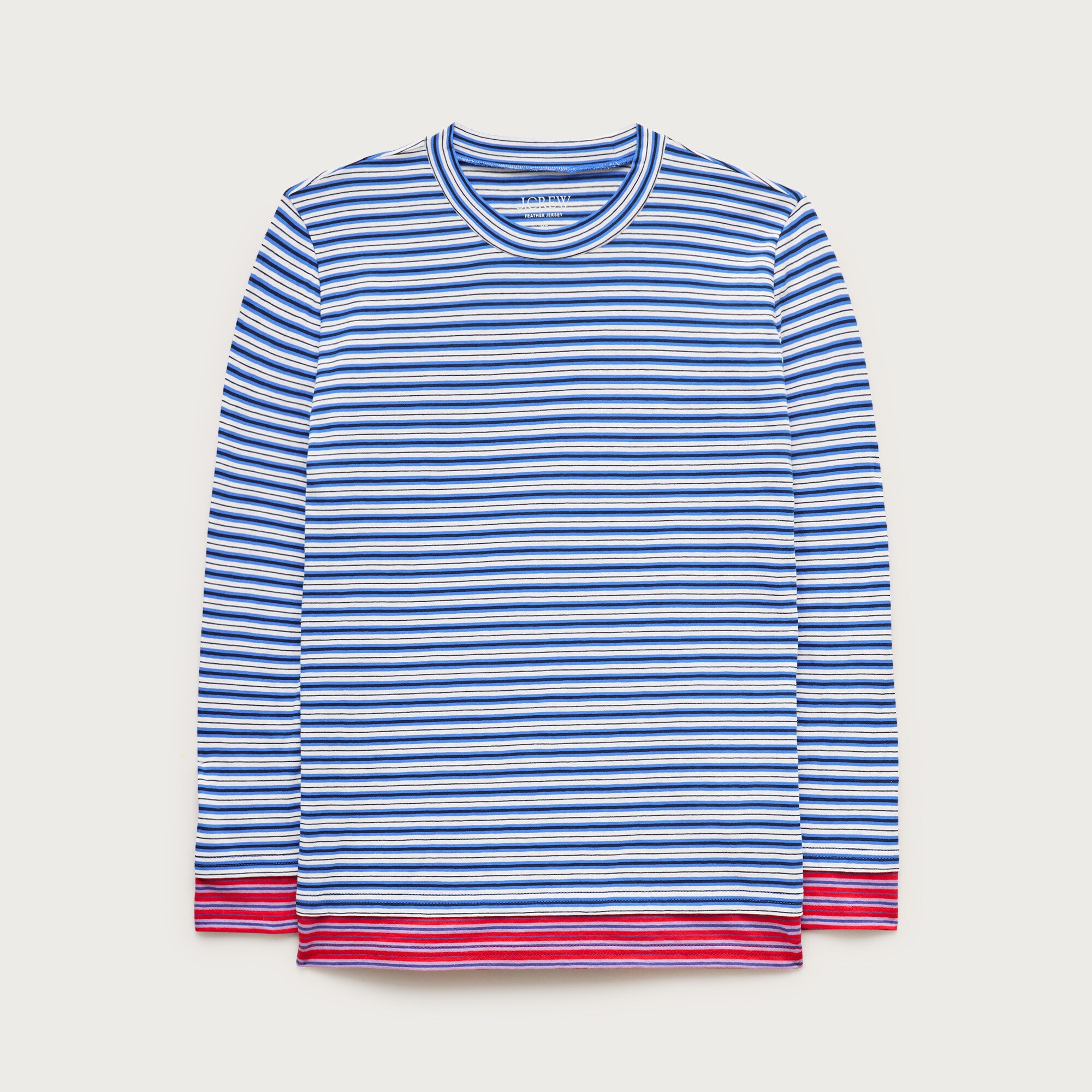 Feather jersey three-quarter sleeve shirt in contrast stripe