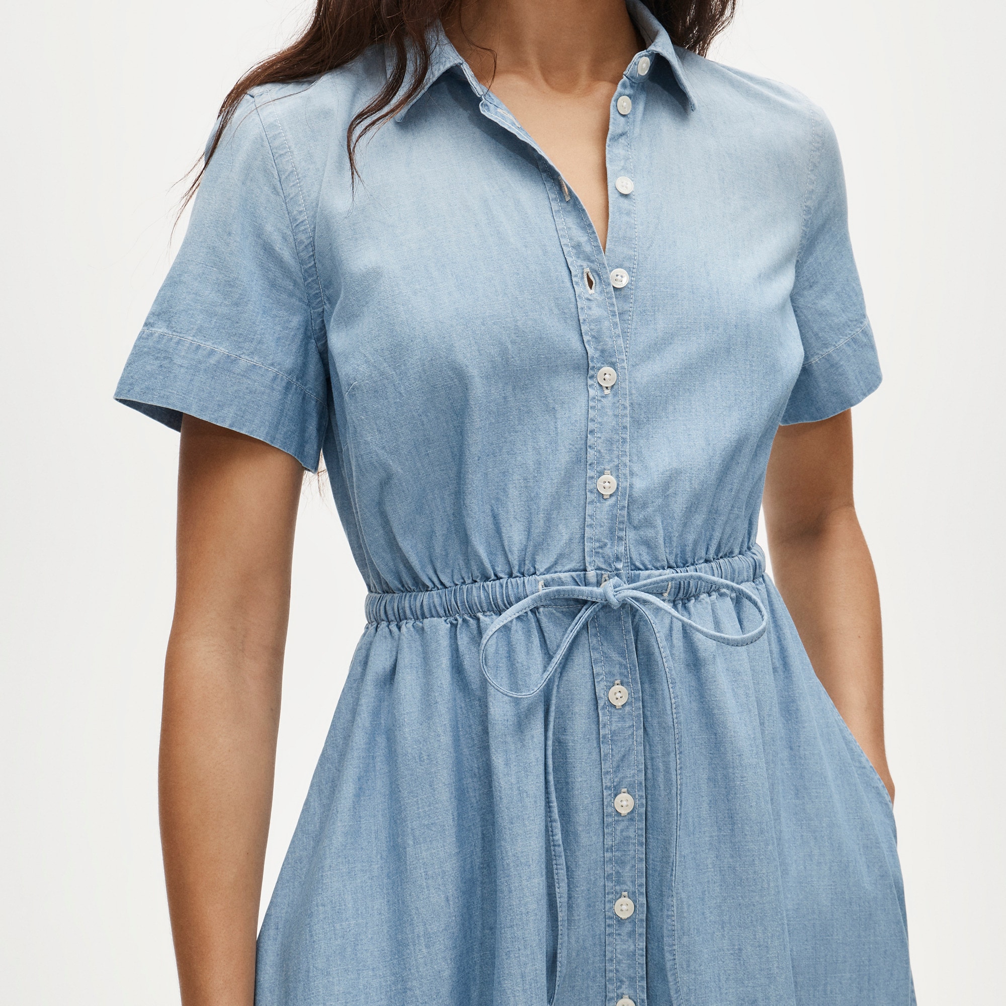 Cerise shirt-dress in chambray