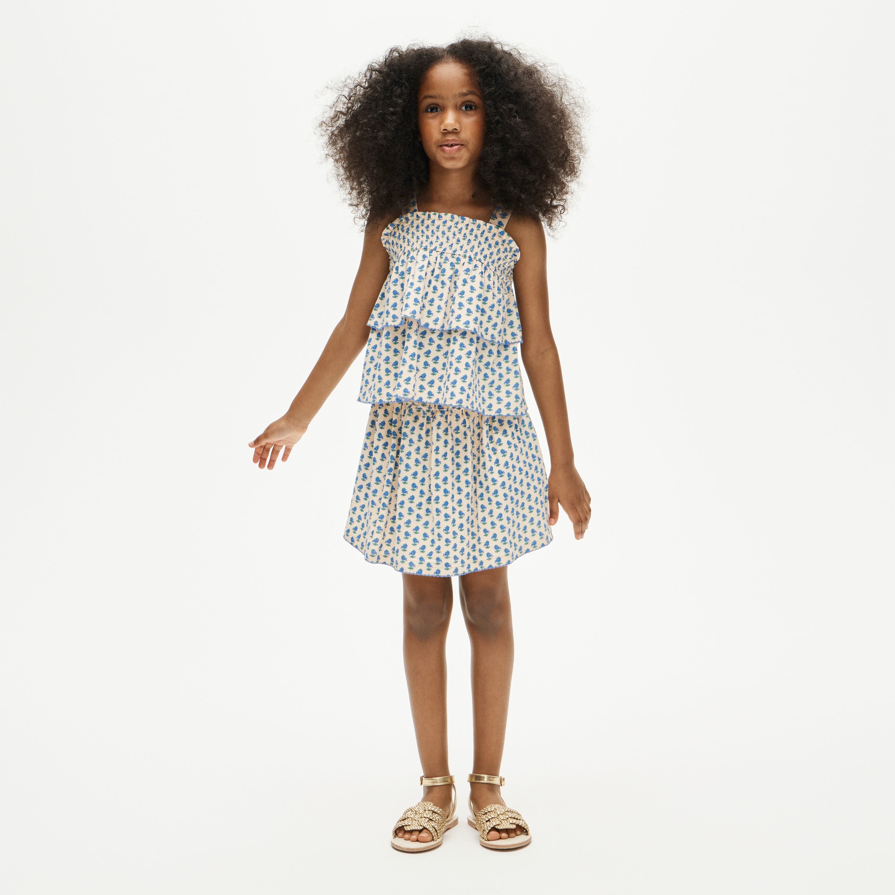 Girls' crochet-trim skirt in broken-in jersey