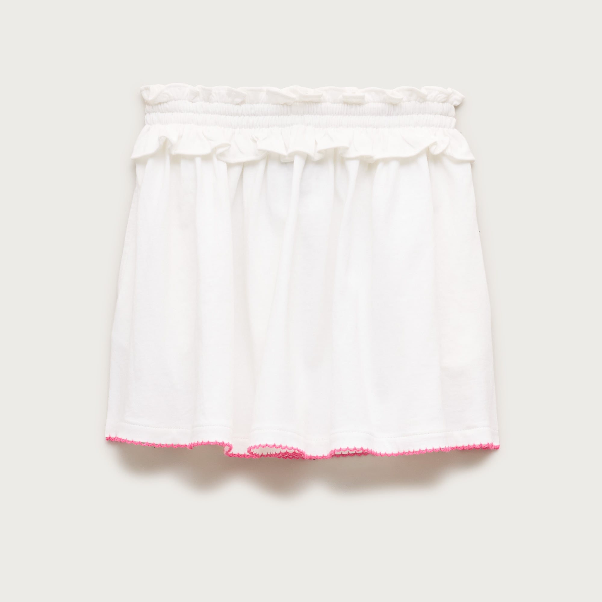 Girls' crochet-trim skirt in broken-in jersey
